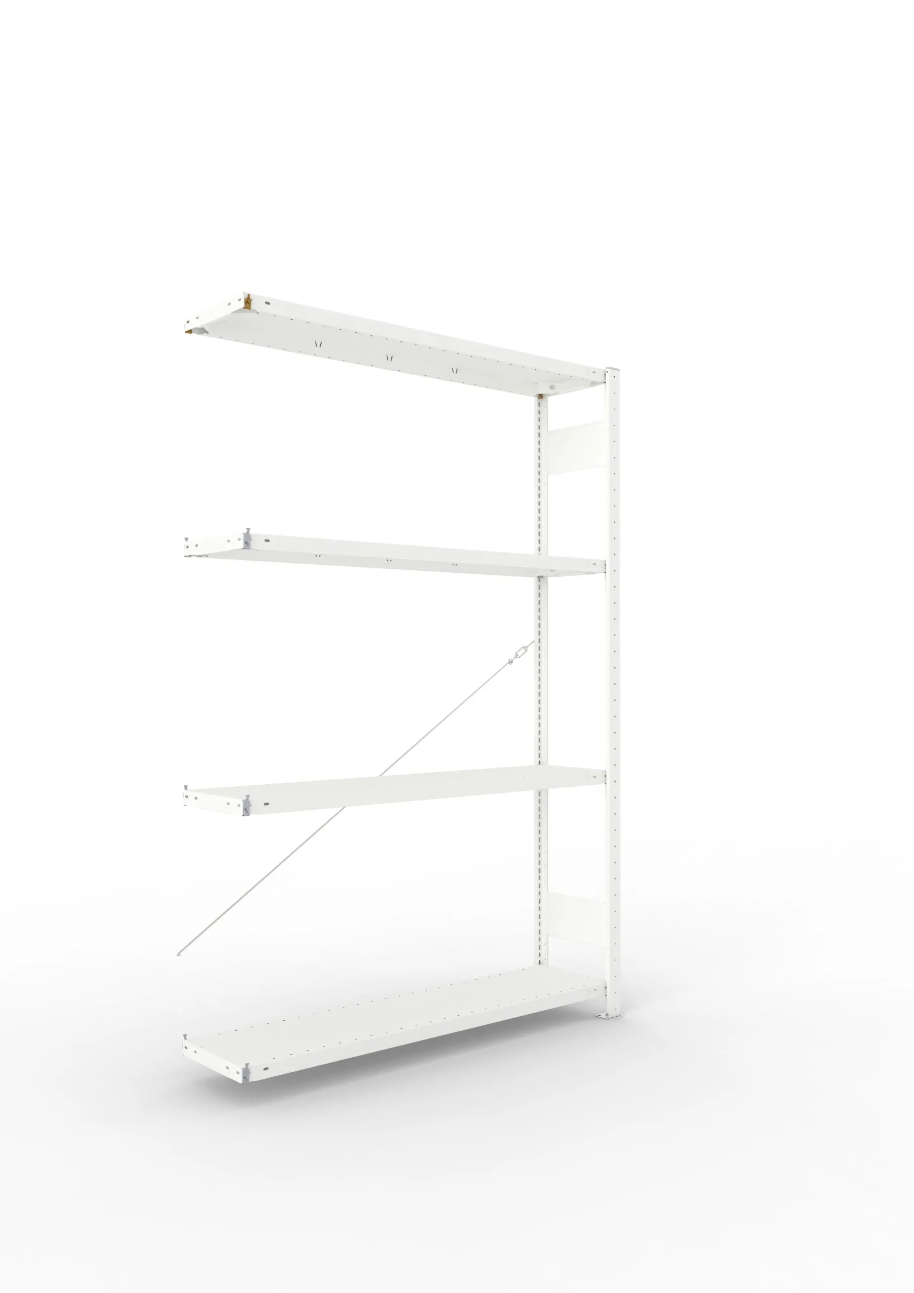 Meta Fachbodenregal Stecksystem CLIP mit vorgefertigten Rahmen | Anbauregal | HxBxT 200x130x30cm | 4 Ebenen | Fachlast 230kg | Einseitig nutzbar | Lichtgrau