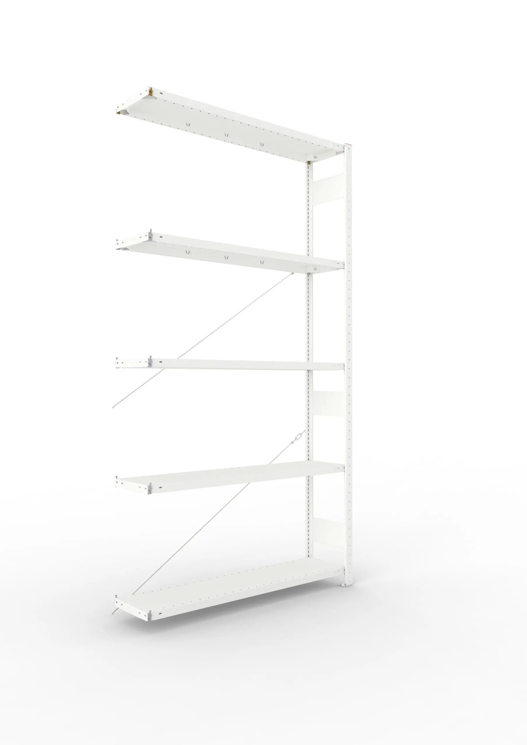 Meta Fachbodenregal Stecksystem CLIP mit vorgefertigten Rahmen | Anbauregal | HxBxT 250x130x30cm | 5 Ebenen | Fachlast 230kg | Einseitig nutzbar | Lichtgrau