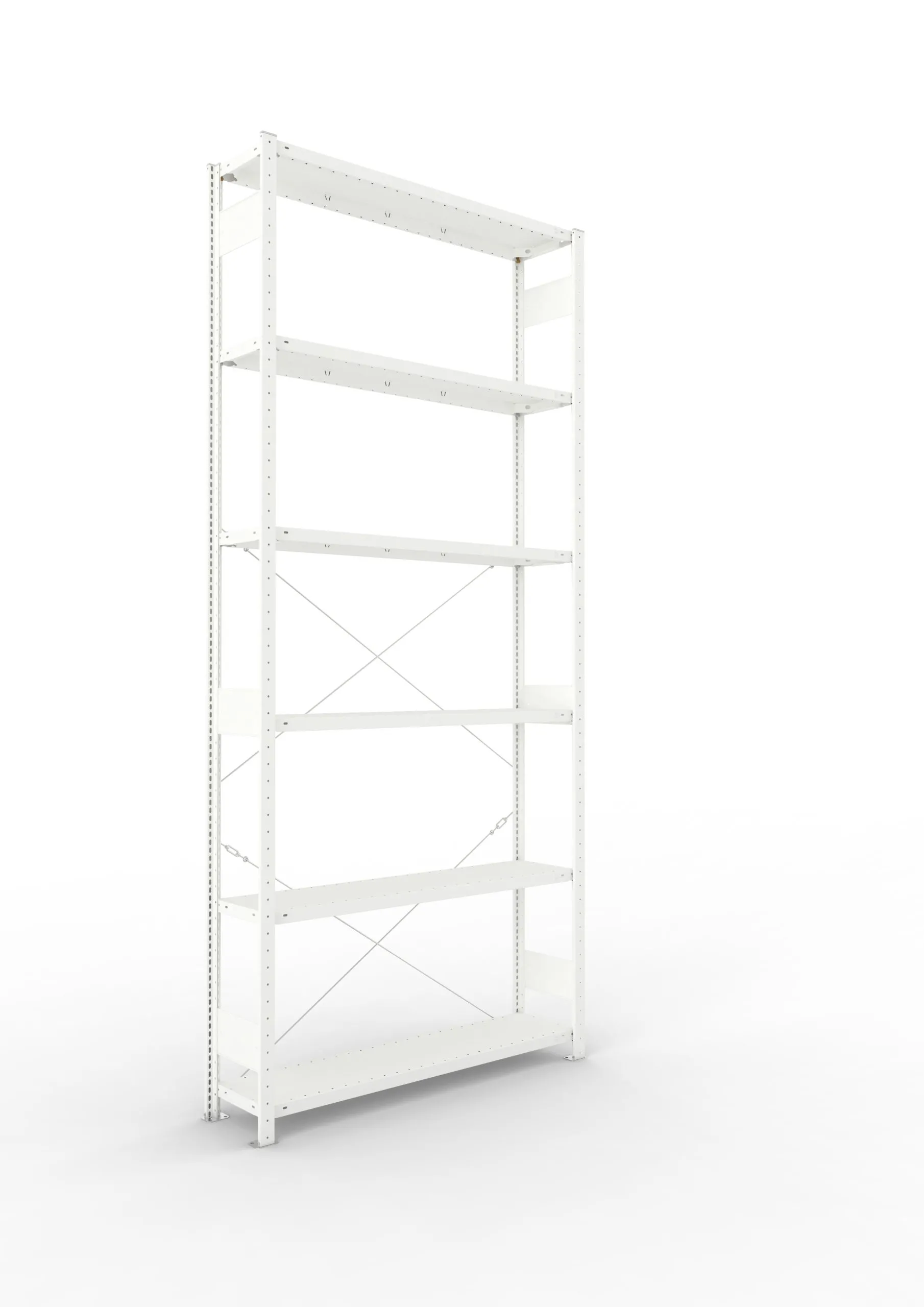 Meta Fachbodenregal Stecksystem CLIP mit vorgefertigten Rahmen | Grundregal | HxBxT 300x130x30cm | 6 Ebenen | Fachlast 230kg | Einseitig nutzbar | Lichtgrau