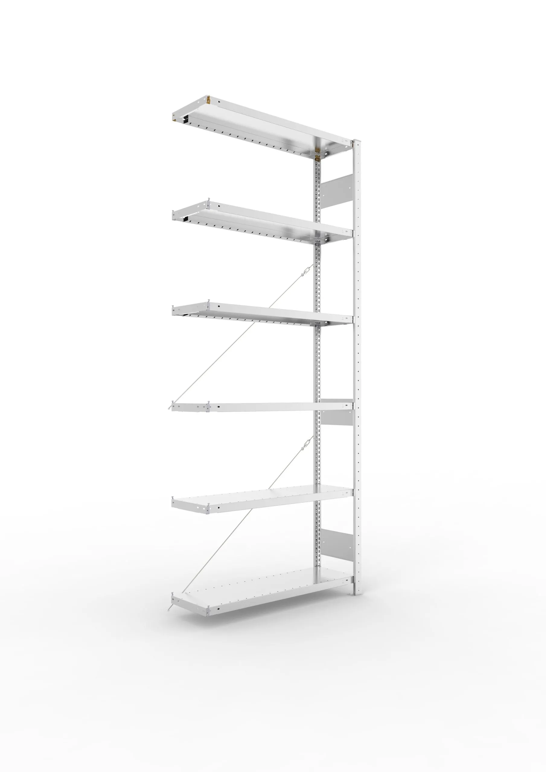 Meta Fachbodenregal Stecksystem S3 CLIP | Anbauregal | HxBxT 250x100x30cm | 6 Ebenen | Fachlast 100kg | Einseitig nutzbar | Verzinkt