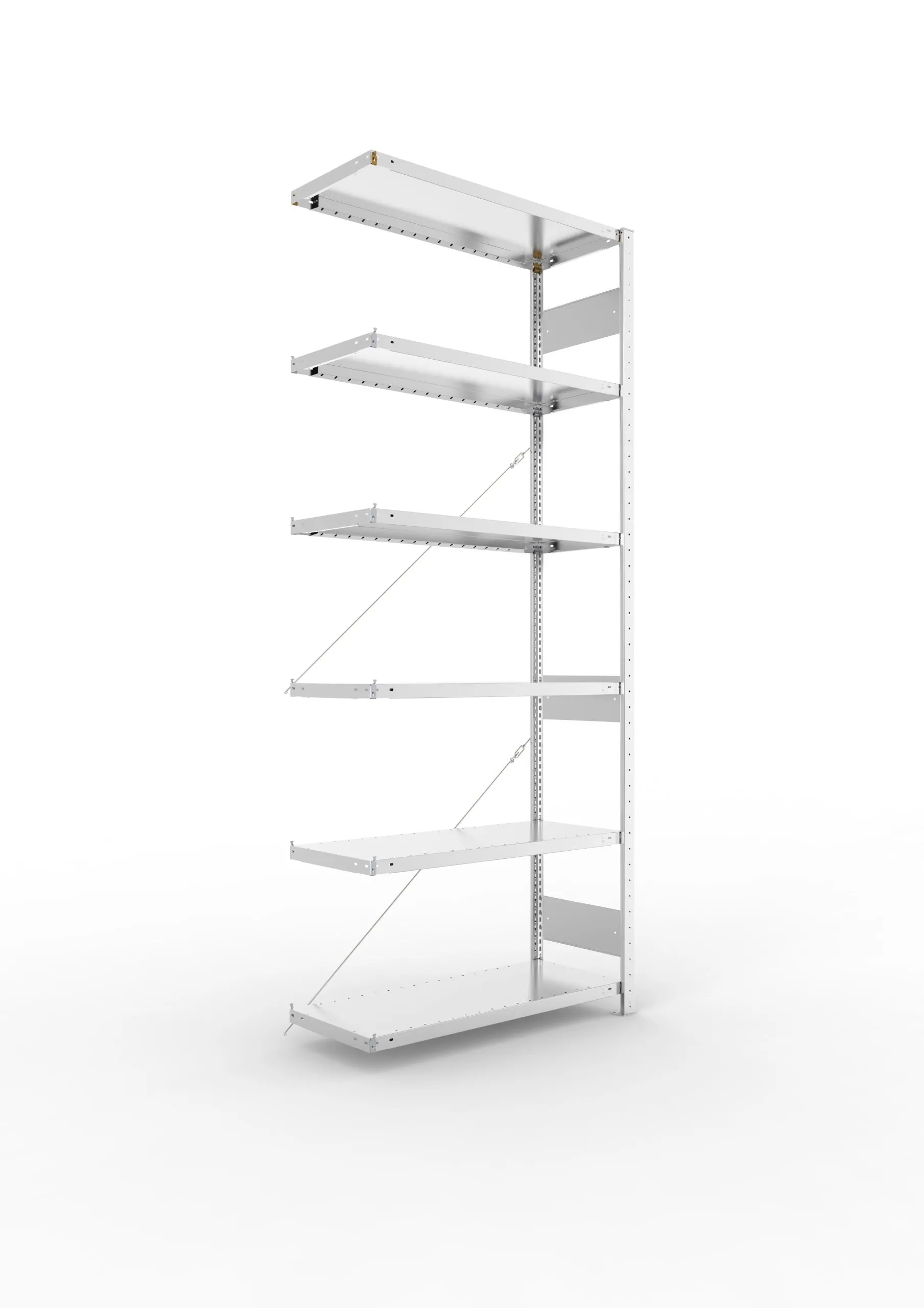 Meta Fachbodenregal Stecksystem S3 CLIP | Anbauregal | HxBxT 250x100x40cm | 6 Ebenen | Fachlast 100kg | Einseitig nutzbar | Verzinkt