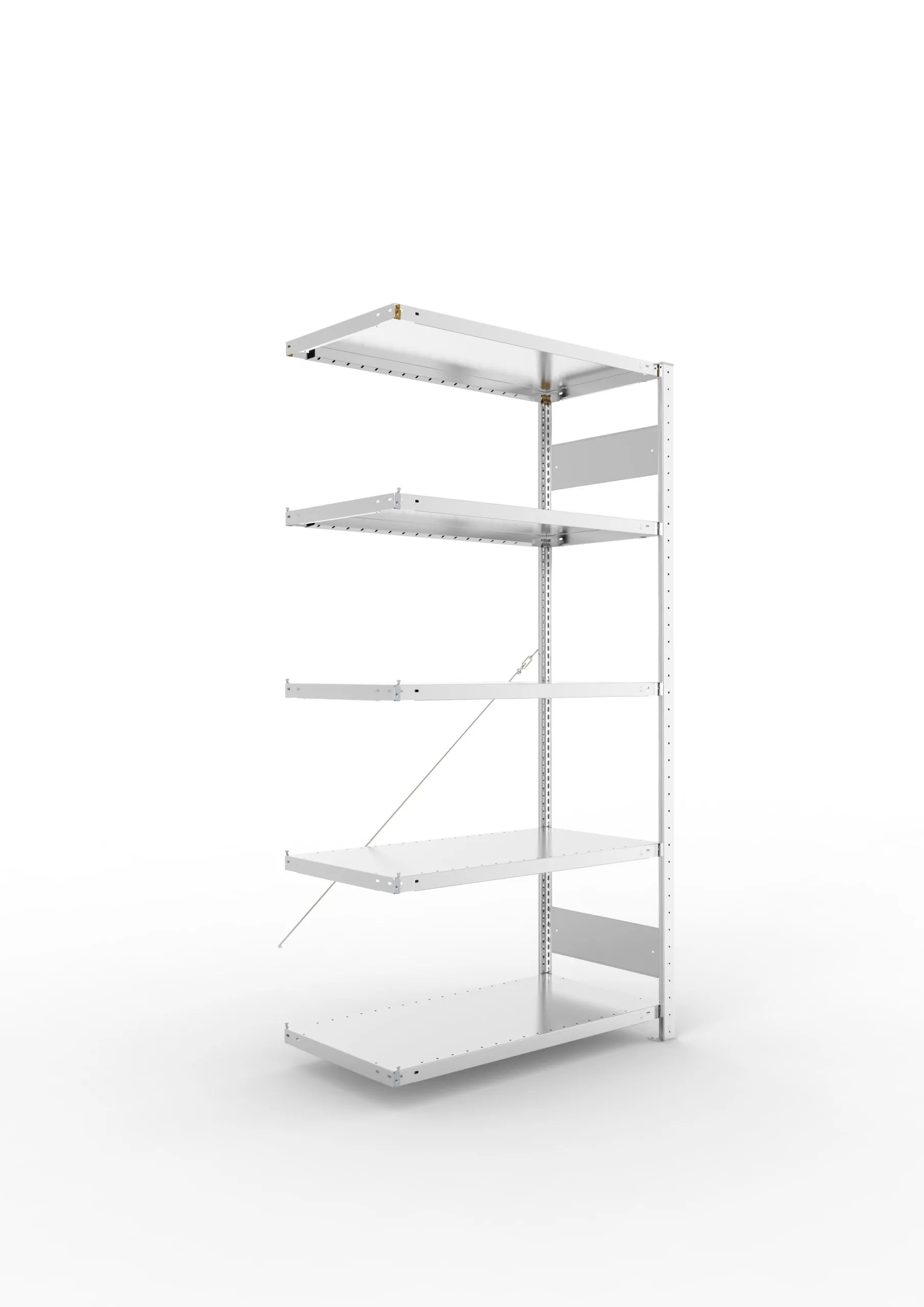 Meta Fachbodenregal Stecksystem S3 CLIP | Anbauregal | HxBxT 200x100x50cm | 5 Ebenen | Fachlast 100kg | Einseitig nutzbar | Verzinkt