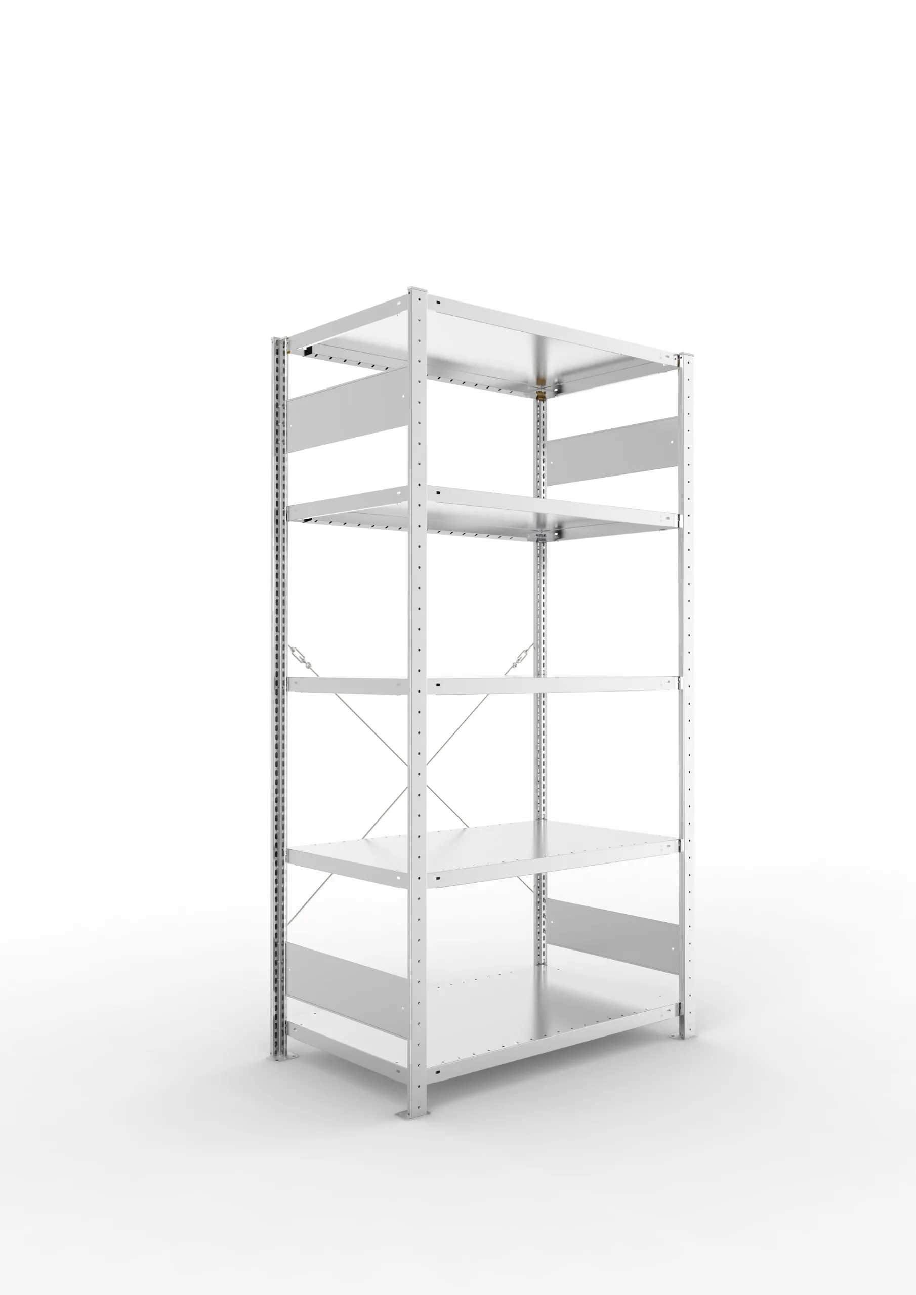 Meta Fachbodenregal Stecksystem S3 CLIP | Grundregal | HxBxT 200x100x60cm | 5 Ebenen | Fachlast 100kg | Einseitig nutzbar | Verzinkt