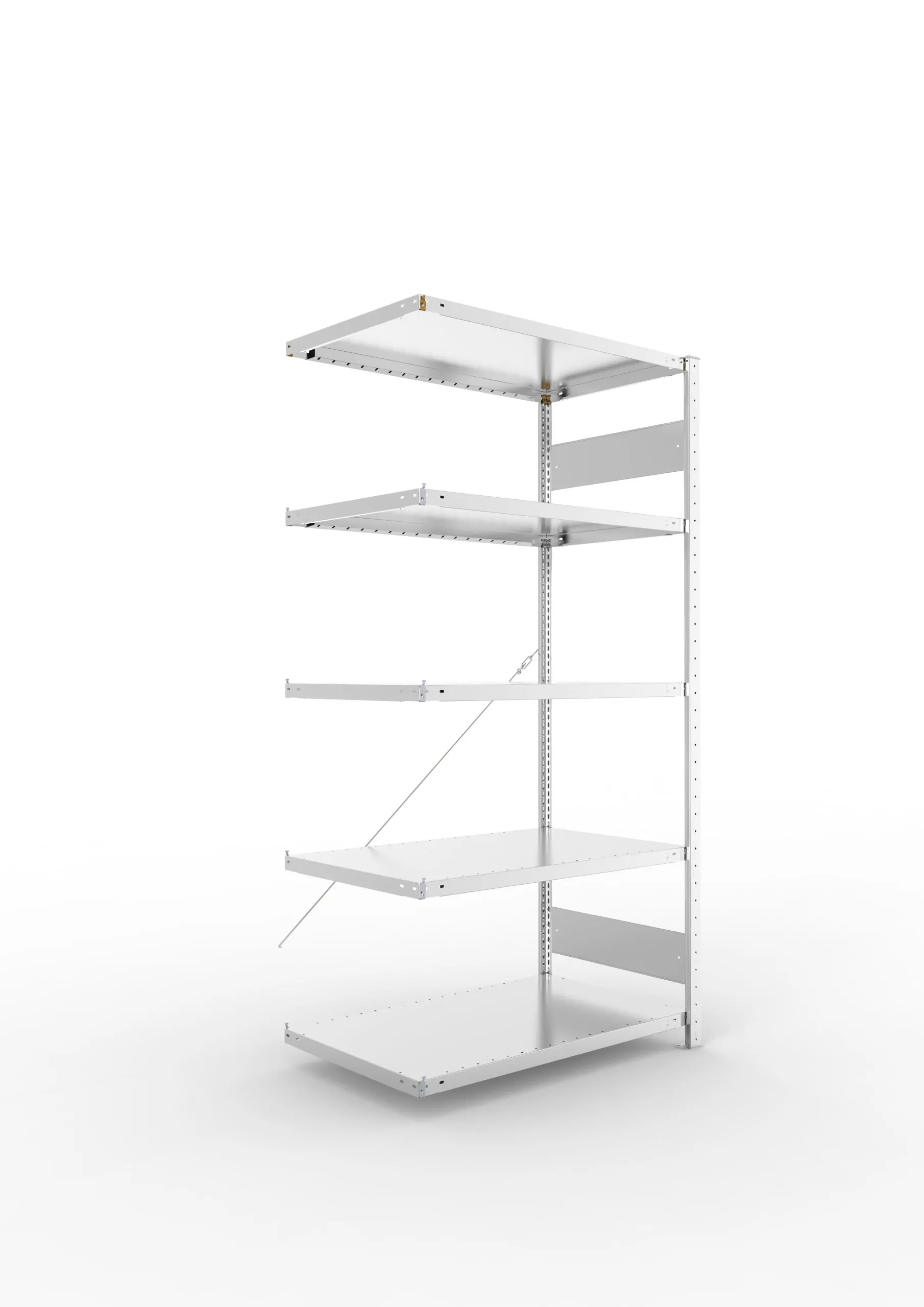 Meta Fachbodenregal Stecksystem S3 CLIP | Anbauregal | HxBxT 200x100x60cm | 5 Ebenen | Fachlast 100kg | Einseitig nutzbar | Verzinkt