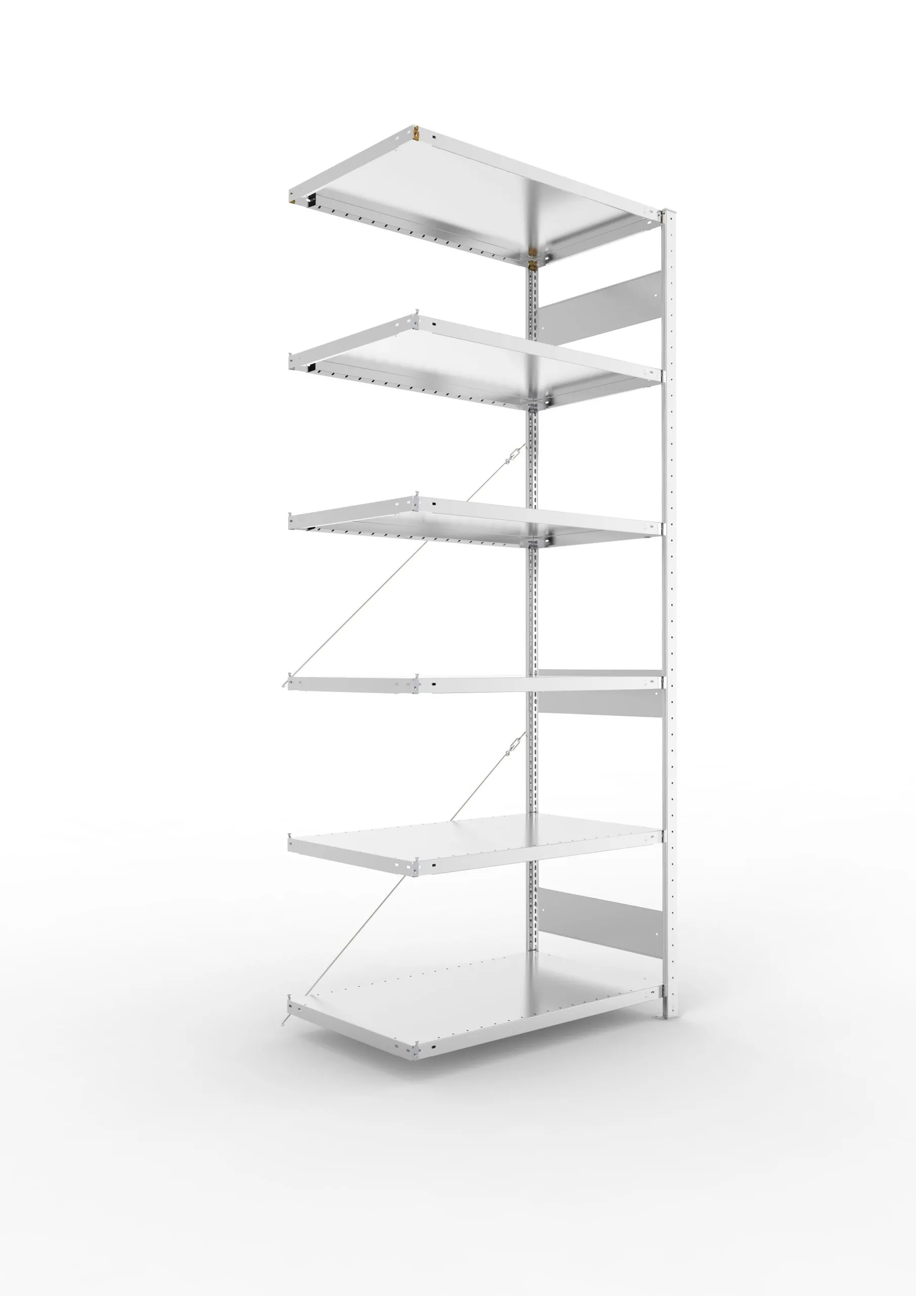 Meta Fachbodenregal Stecksystem S3 CLIP | Anbauregal | HxBxT 250x100x60cm | 6 Ebenen | Fachlast 100kg | Einseitig nutzbar | Verzinkt