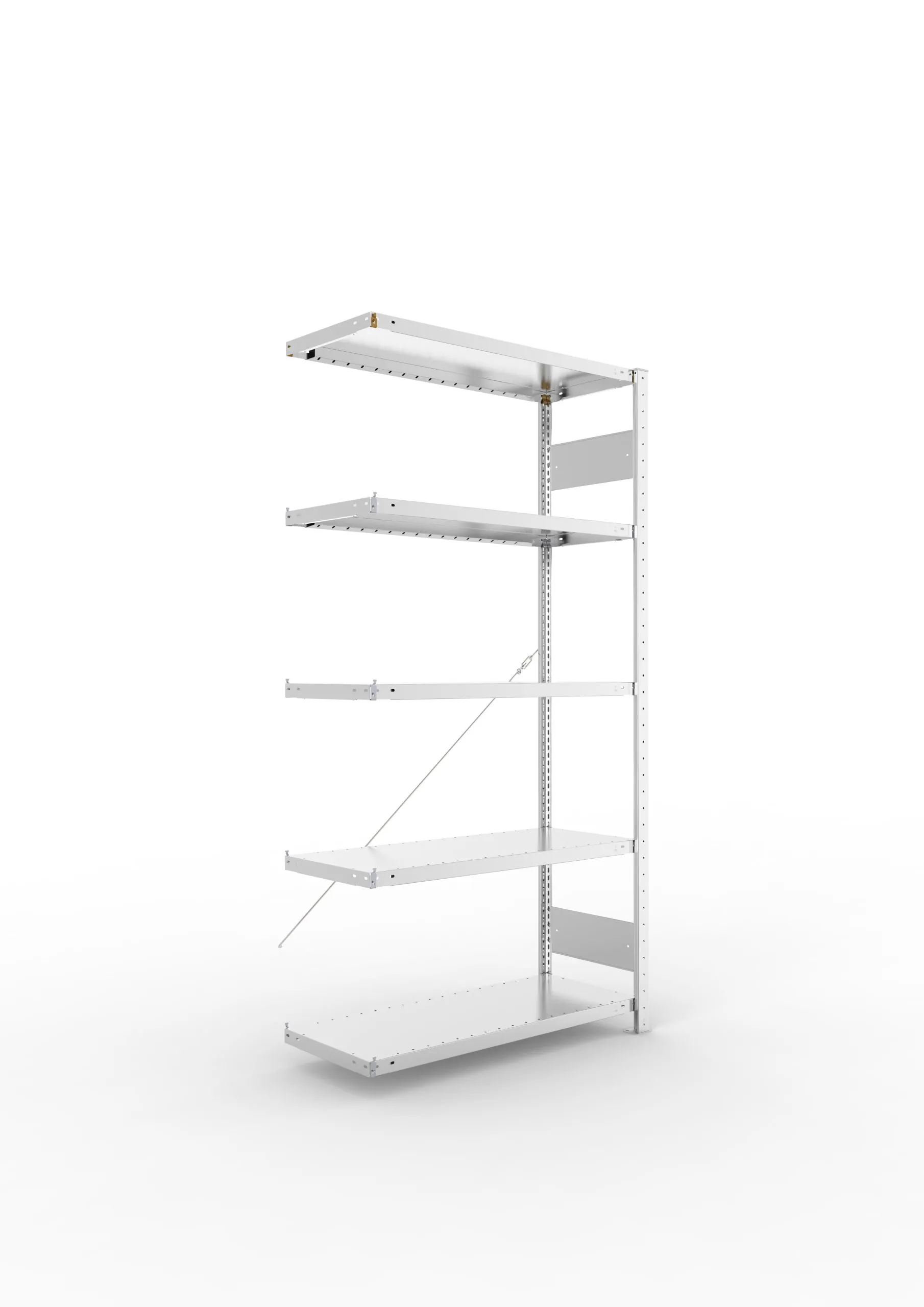 Meta Fachbodenregal Stecksystem S3 CLIP | Anbauregal | HxBxT 200x100x40cm | 5 Ebenen | Fachlast 230kg | Einseitig nutzbar | Verzinkt