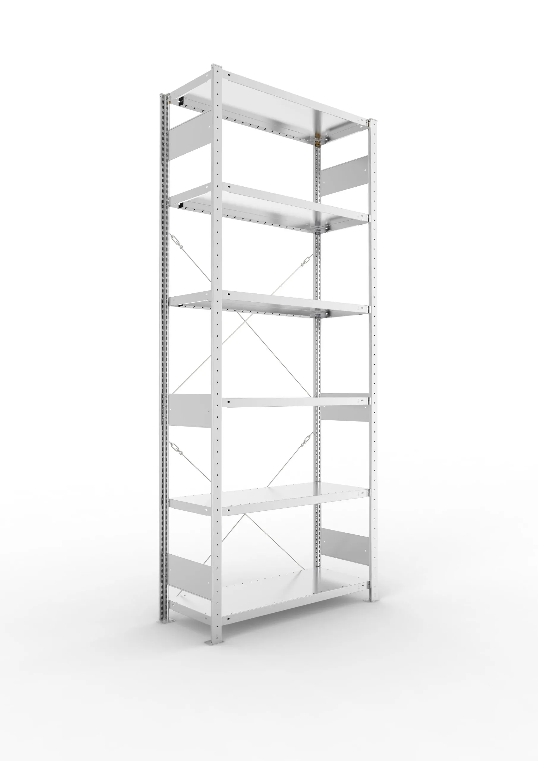 Meta Fachbodenregal Stecksystem S3 CLIP | Grundregal | HxBxT 250x100x40cm | 6 Ebenen | Fachlast 230kg | Einseitig nutzbar | Verzinkt