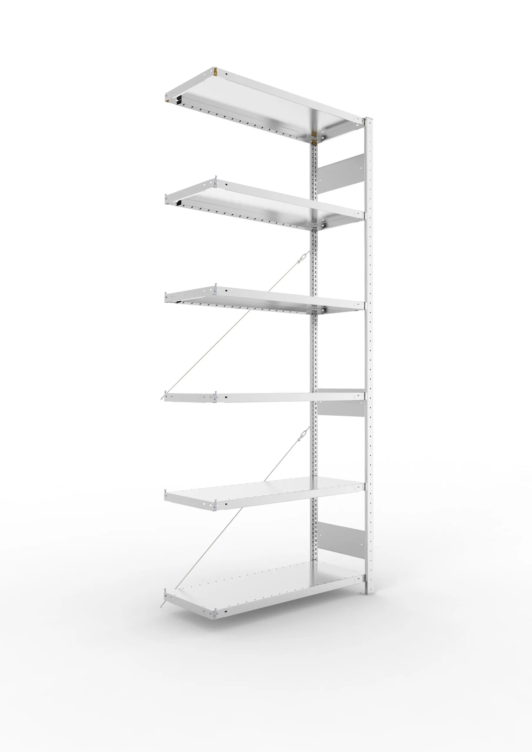 Meta Fachbodenregal Stecksystem S3 CLIP | Anbauregal | HxBxT 250x100x40cm | 6 Ebenen | Fachlast 230kg | Einseitig nutzbar | Verzinkt