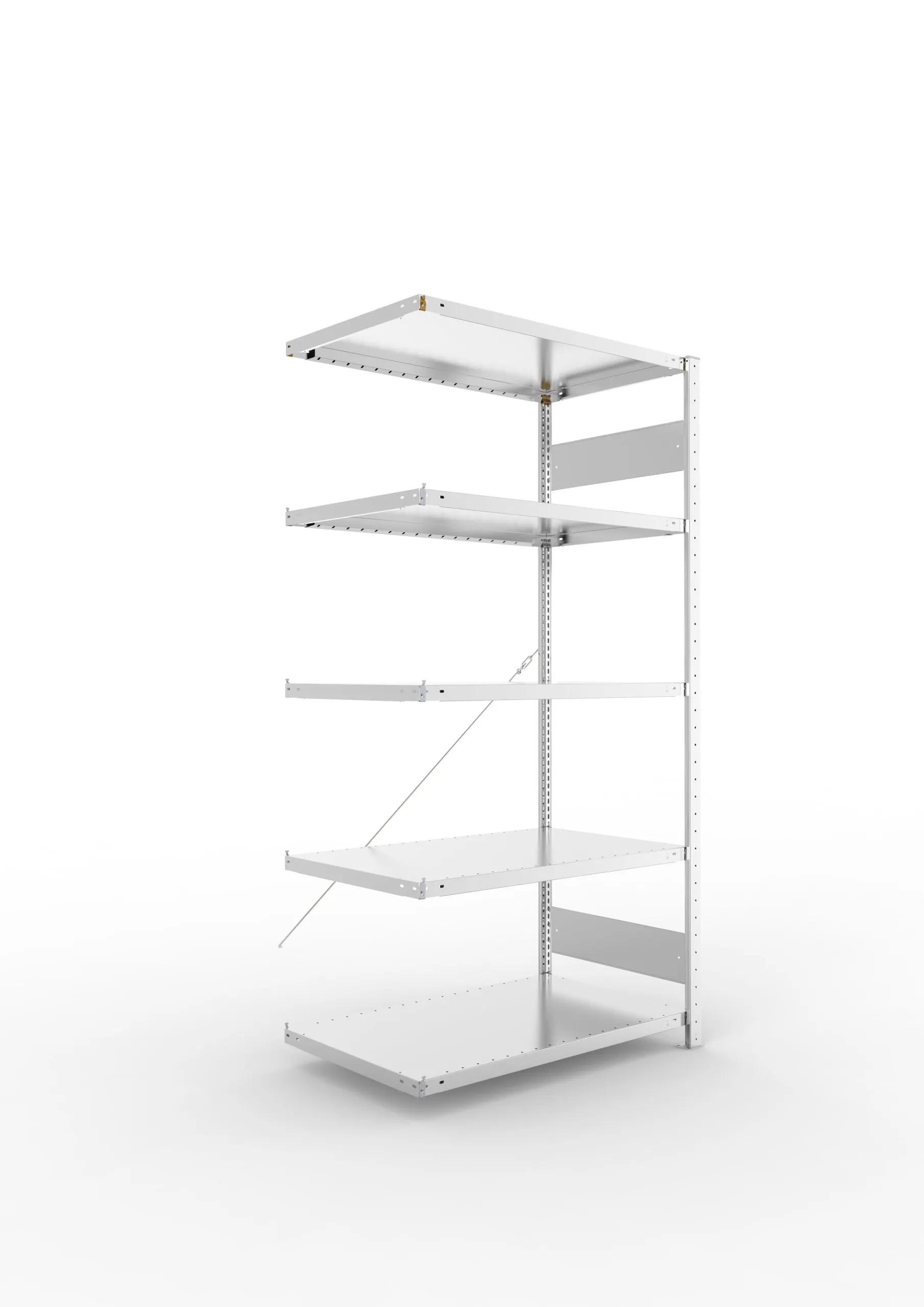 Meta Fachbodenregal Stecksystem S3 CLIP | Anbauregal | HxBxT 200x100x60cm | 5 Ebenen | Fachlast 230kg | Einseitig nutzbar | Verzinkt