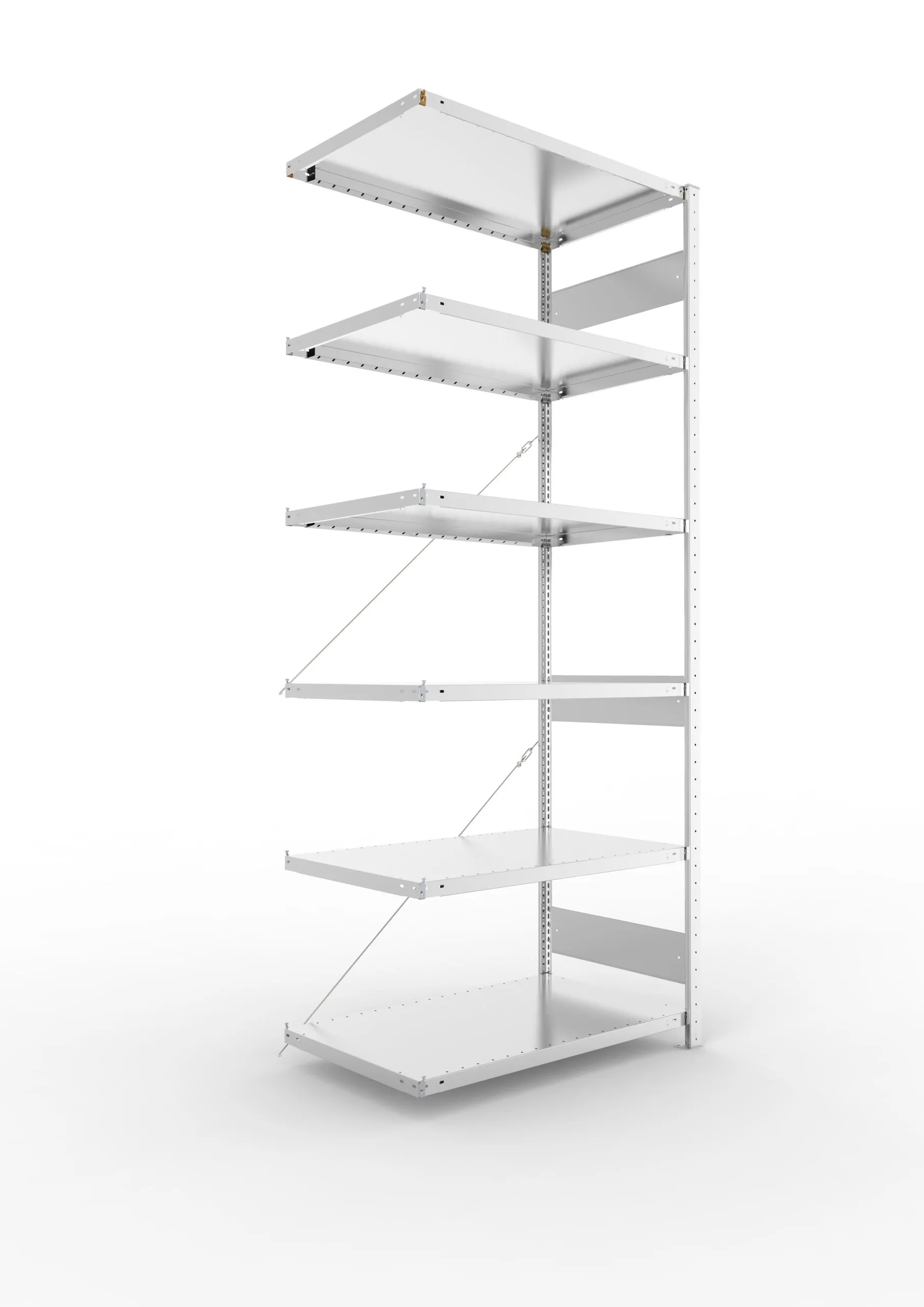 Meta Fachbodenregal Stecksystem S3 CLIP | Anbauregal | HxBxT 250x100x60cm | 6 Ebenen | Fachlast 230kg | Einseitig nutzbar | Verzinkt