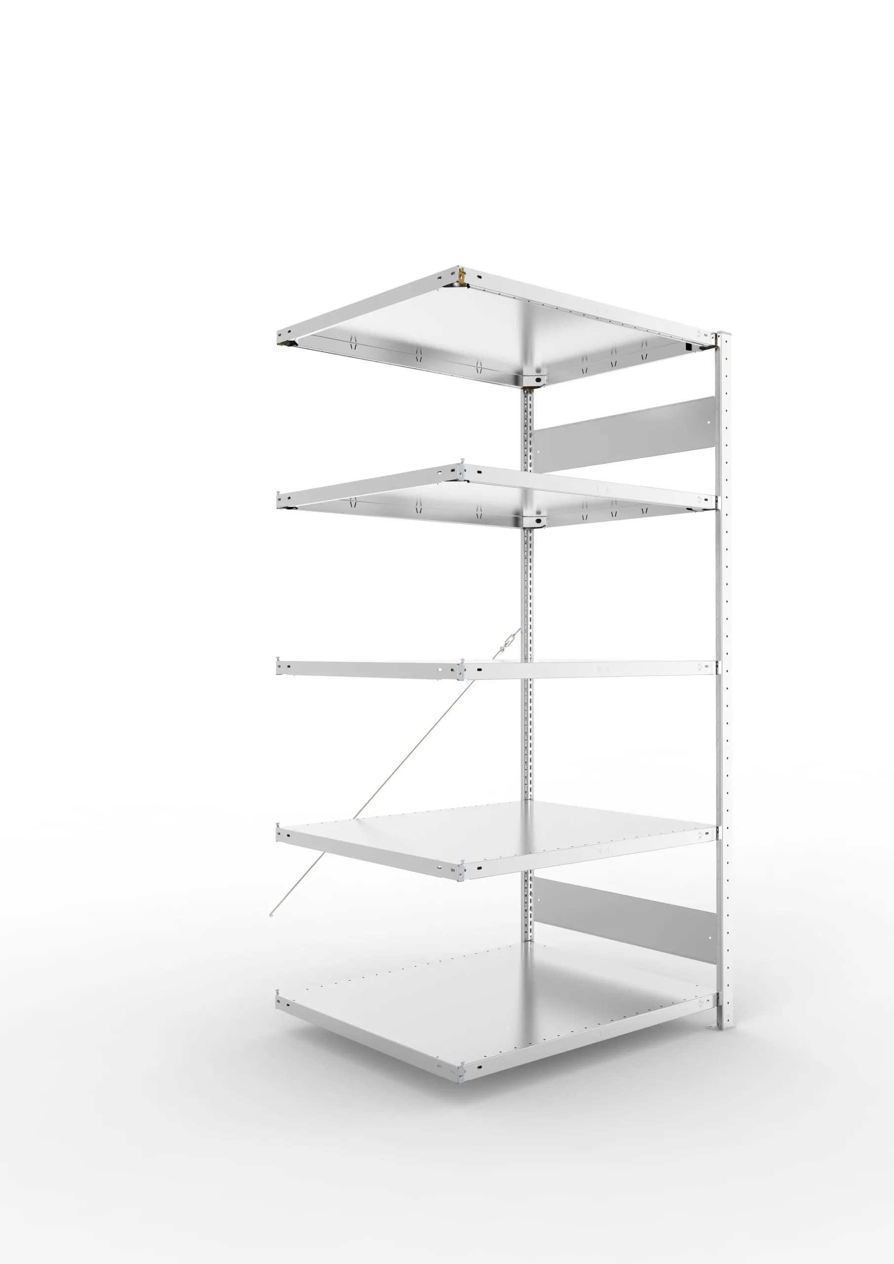 Meta Fachbodenregal Stecksystem S3 CLIP | Anbauregal | HxBxT 200x100x80cm | 5 Ebenen | Fachlast 230kg | Einseitig nutzbar | Verzinkt