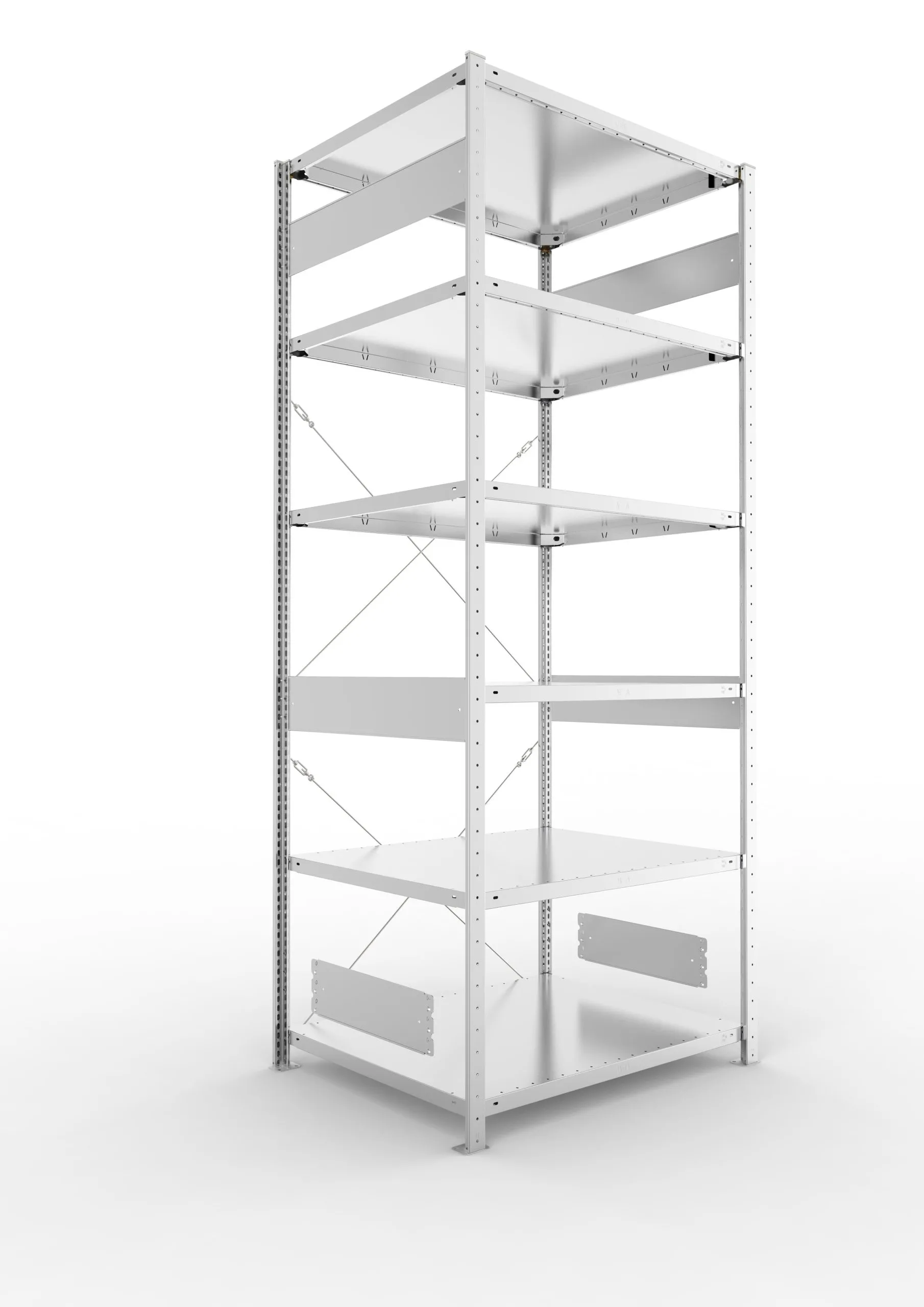 Meta Fachbodenregal Stecksystem S3 CLIP | Grundregal | HxBxT 250x100x80cm | 6 Ebenen | Fachlast 230kg | Einseitig nutzbar | Verzinkt