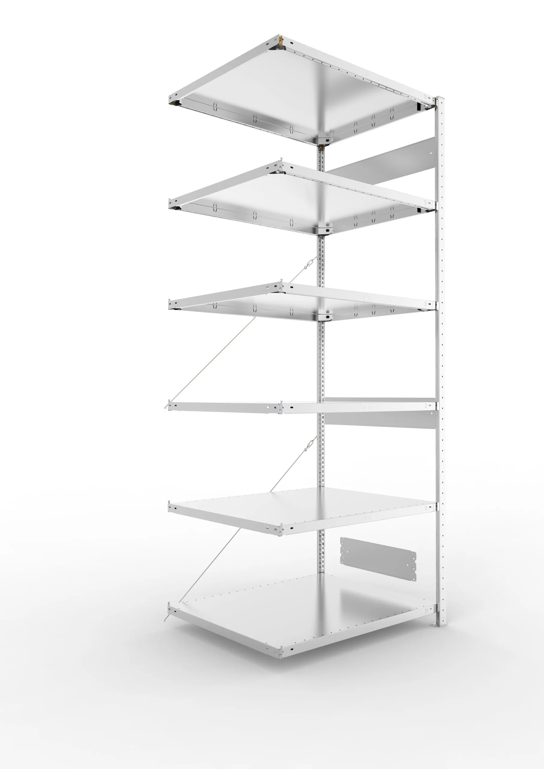 Meta Fachbodenregal Stecksystem S3 CLIP | Anbauregal | HxBxT 250x100x80cm | 6 Ebenen | Fachlast 230kg | Einseitig nutzbar | Verzinkt