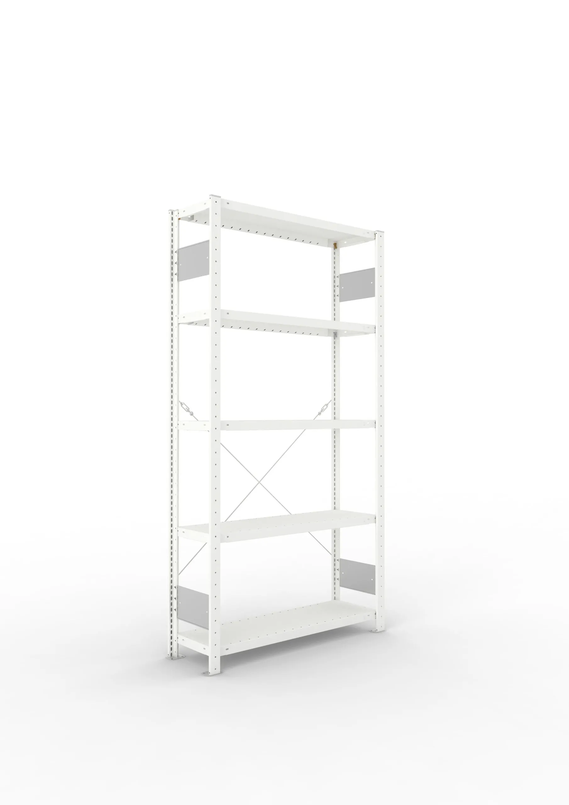 Meta Fachbodenregal Stecksystem S3 CLIP | Grundregal | HxBxT 200x100x30cm | 5 Ebenen | Fachlast 100kg | Einseitig nutzbar | Lichtgrau