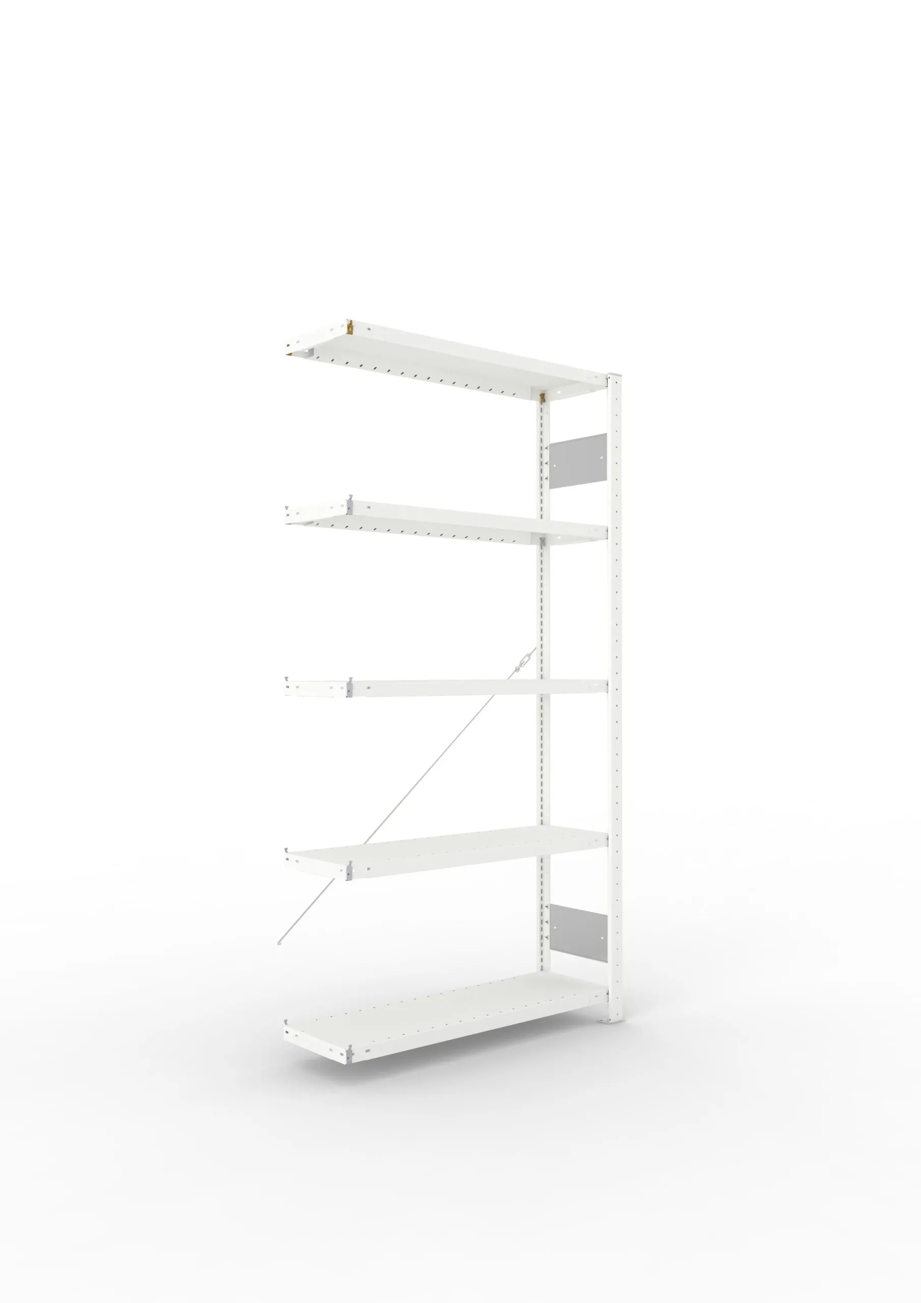 Meta Fachbodenregal Stecksystem S3 CLIP | Anbauregal | HxBxT 200x100x30cm | 5 Ebenen | Fachlast 100kg | Einseitig nutzbar | Lichtgrau