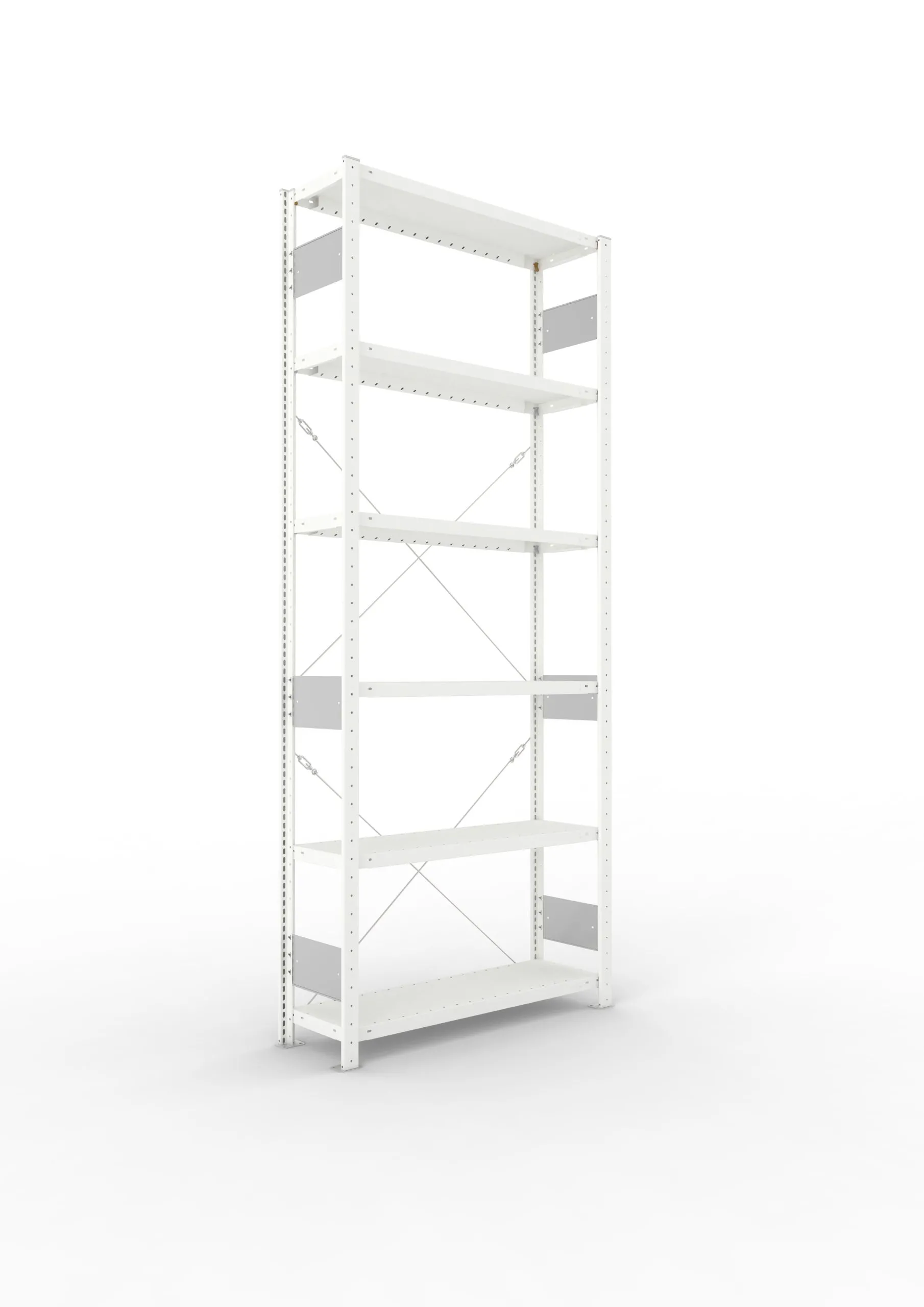 Meta Fachbodenregal Stecksystem S3 CLIP | Grundregal | HxBxT 250x100x30cm | 6 Ebenen | Fachlast 100kg | Einseitig nutzbar | Lichtgrau