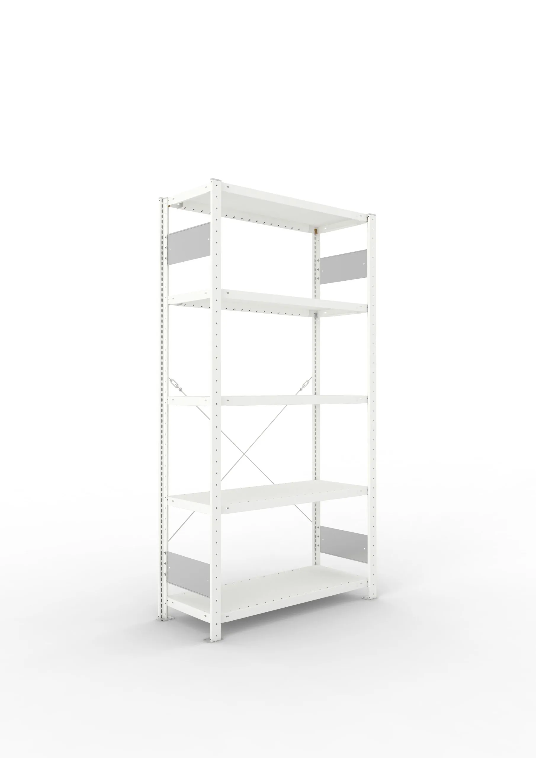 Meta Fachbodenregal Stecksystem S3 CLIP | Grundregal | HxBxT 200x100x40cm | 5 Ebenen | Fachlast 100kg | Einseitig nutzbar | Lichtgrau