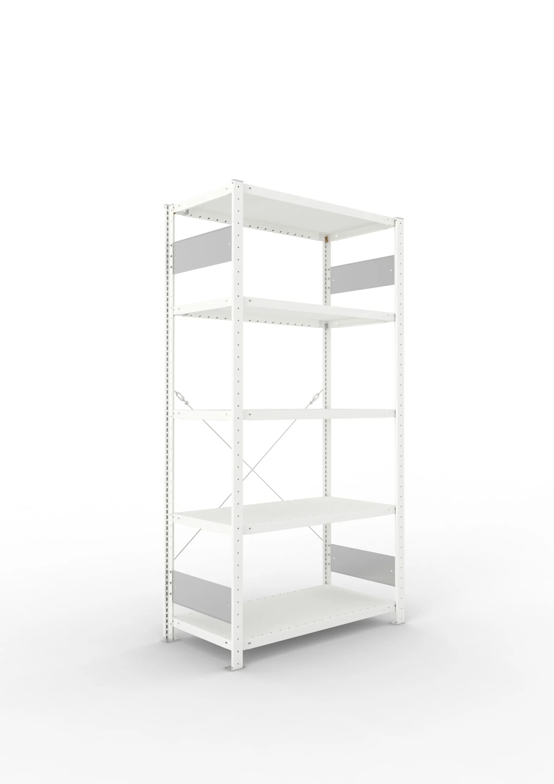 Meta Fachbodenregal Stecksystem S3 CLIP | Grundregal | HxBxT 200x100x50cm | 5 Ebenen | Fachlast 100kg | Einseitig nutzbar | Lichtgrau