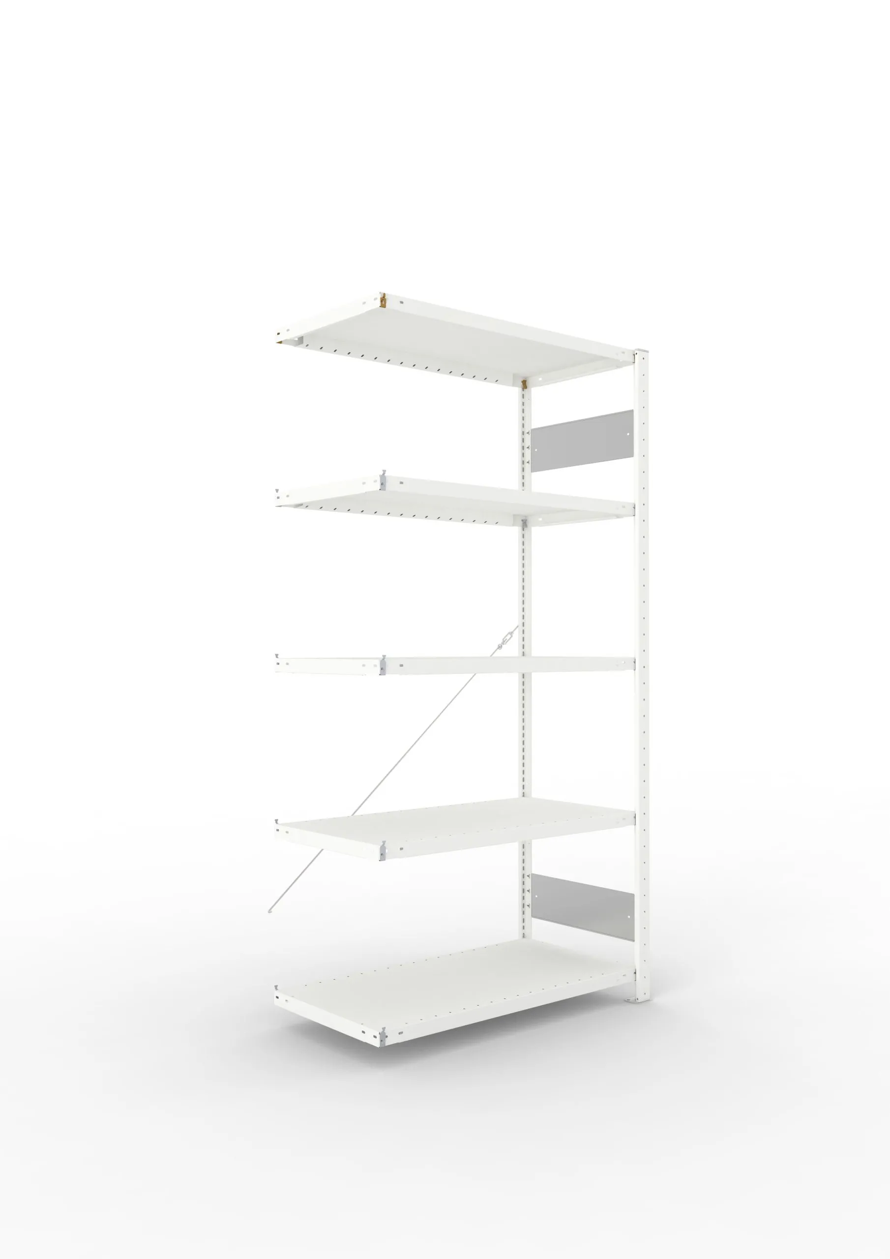 Meta Fachbodenregal Stecksystem S3 CLIP | Anbauregal | HxBxT 200x100x50cm | 5 Ebenen | Fachlast 100kg | Einseitig nutzbar | Lichtgrau