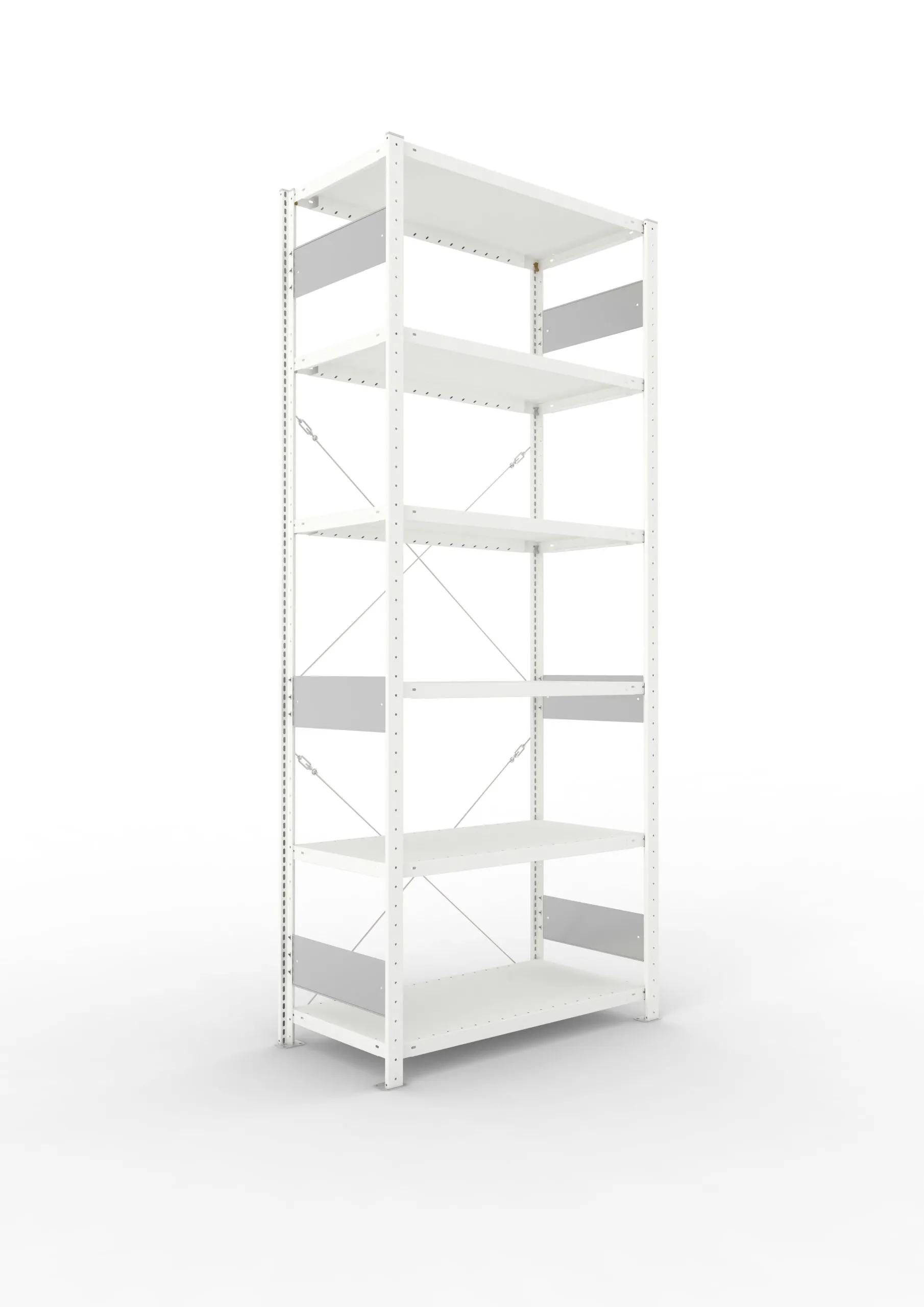 Meta Fachbodenregal Stecksystem S3 CLIP | Grundregal | HxBxT 250x100x50cm | 6 Ebenen | Fachlast 100kg | Einseitig nutzbar | Lichtgrau