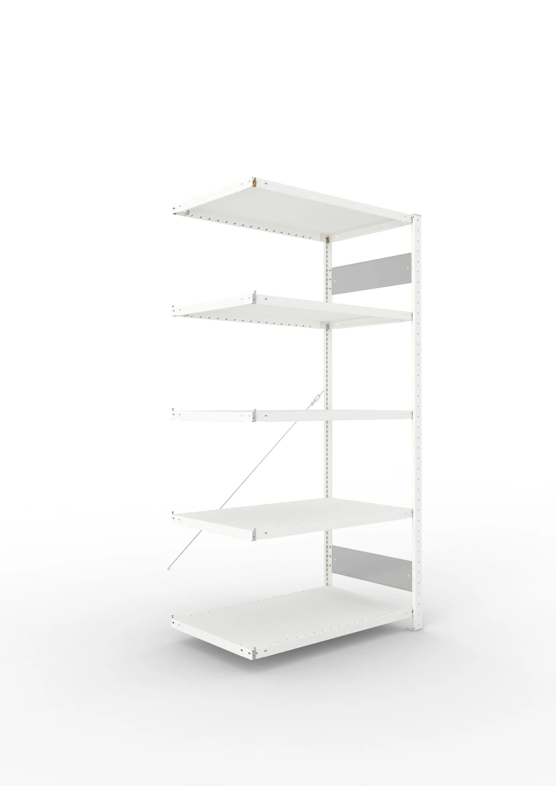 Meta Fachbodenregal Stecksystem S3 CLIP | Anbauregal | HxBxT 200x100x60cm | 5 Ebenen | Fachlast 100kg | Einseitig nutzbar | Lichtgrau