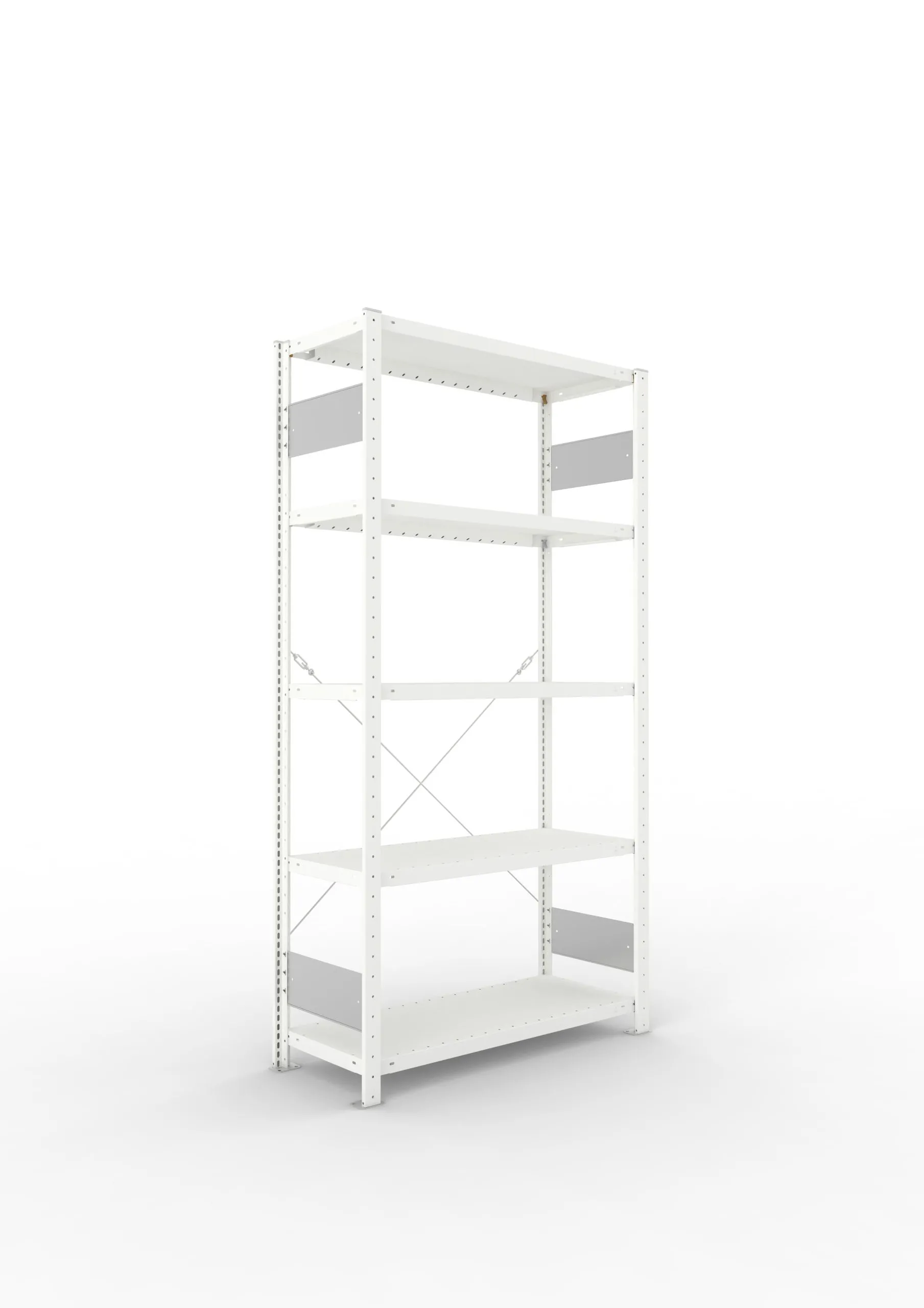 Meta Fachbodenregal Stecksystem S3 CLIP | Grundregal | HxBxT 200x100x40cm | 5 Ebenen | Fachlast 230kg | Einseitig nutzbar | Lichtgrau