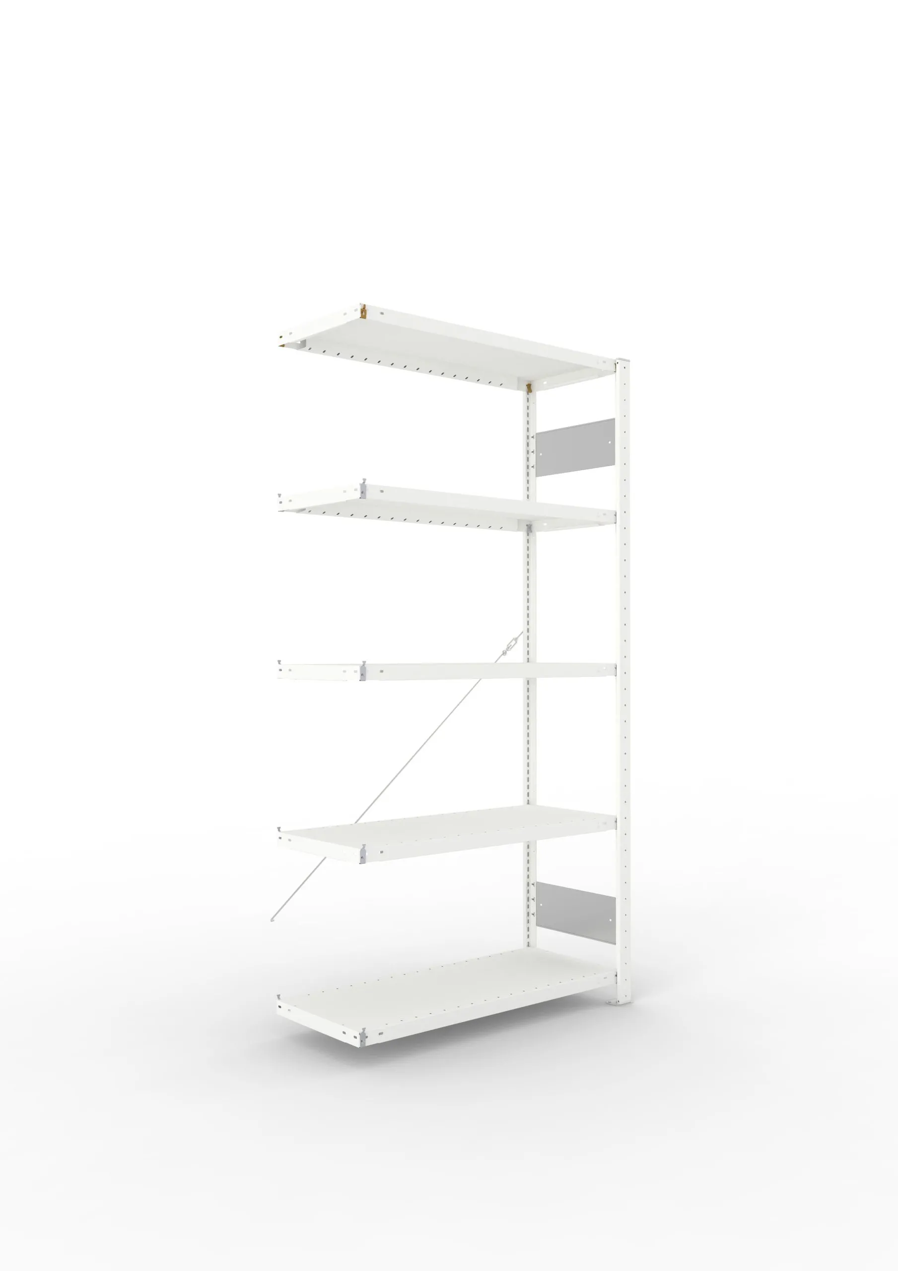 Meta Fachbodenregal Stecksystem S3 CLIP | Anbauregal | HxBxT 200x100x40cm | 5 Ebenen | Fachlast 230kg | Einseitig nutzbar | Lichtgrau