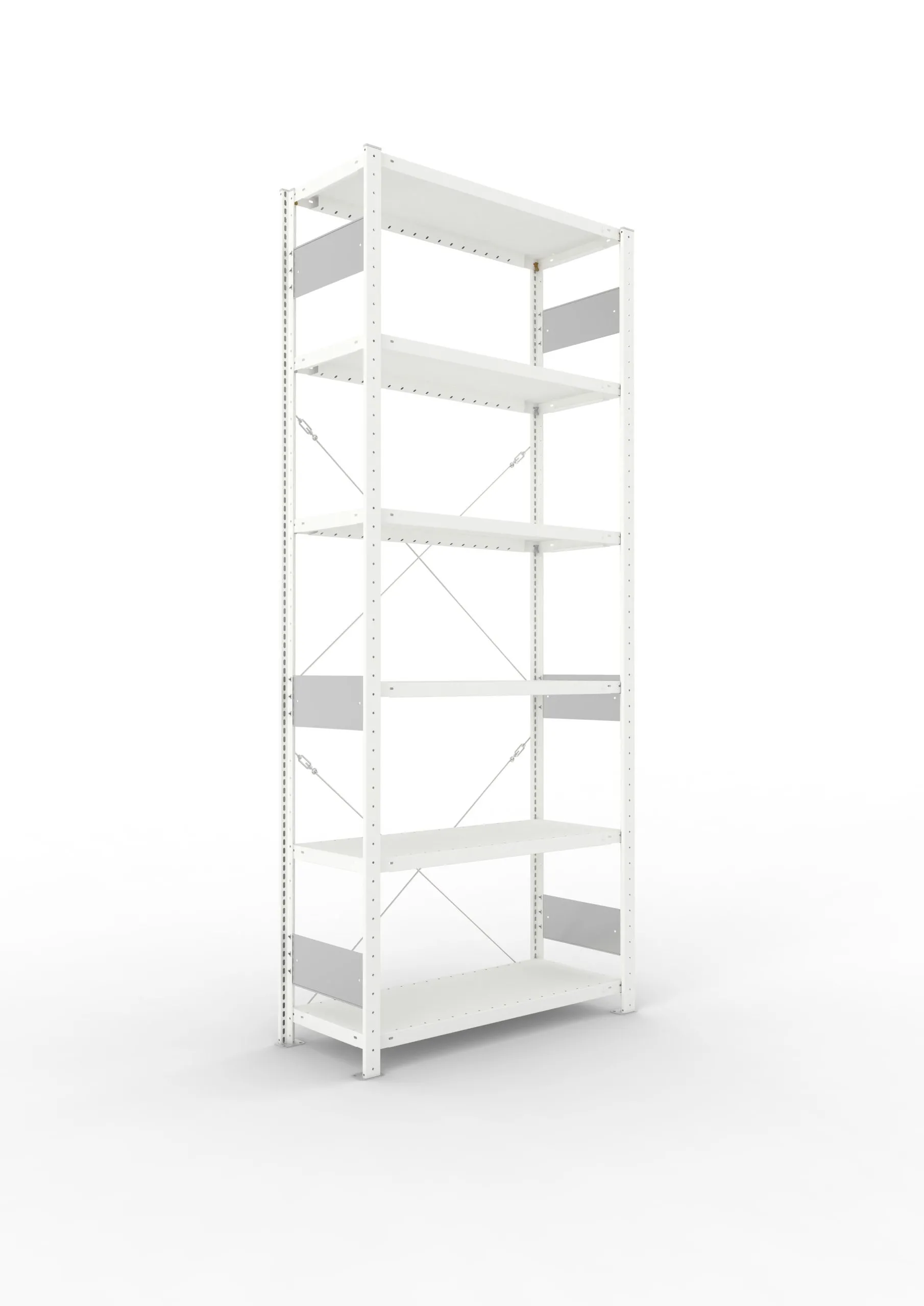 Meta Fachbodenregal Stecksystem S3 CLIP | Grundregal | HxBxT 250x100x40cm | 6 Ebenen | Fachlast 230kg | Einseitig nutzbar | Lichtgrau