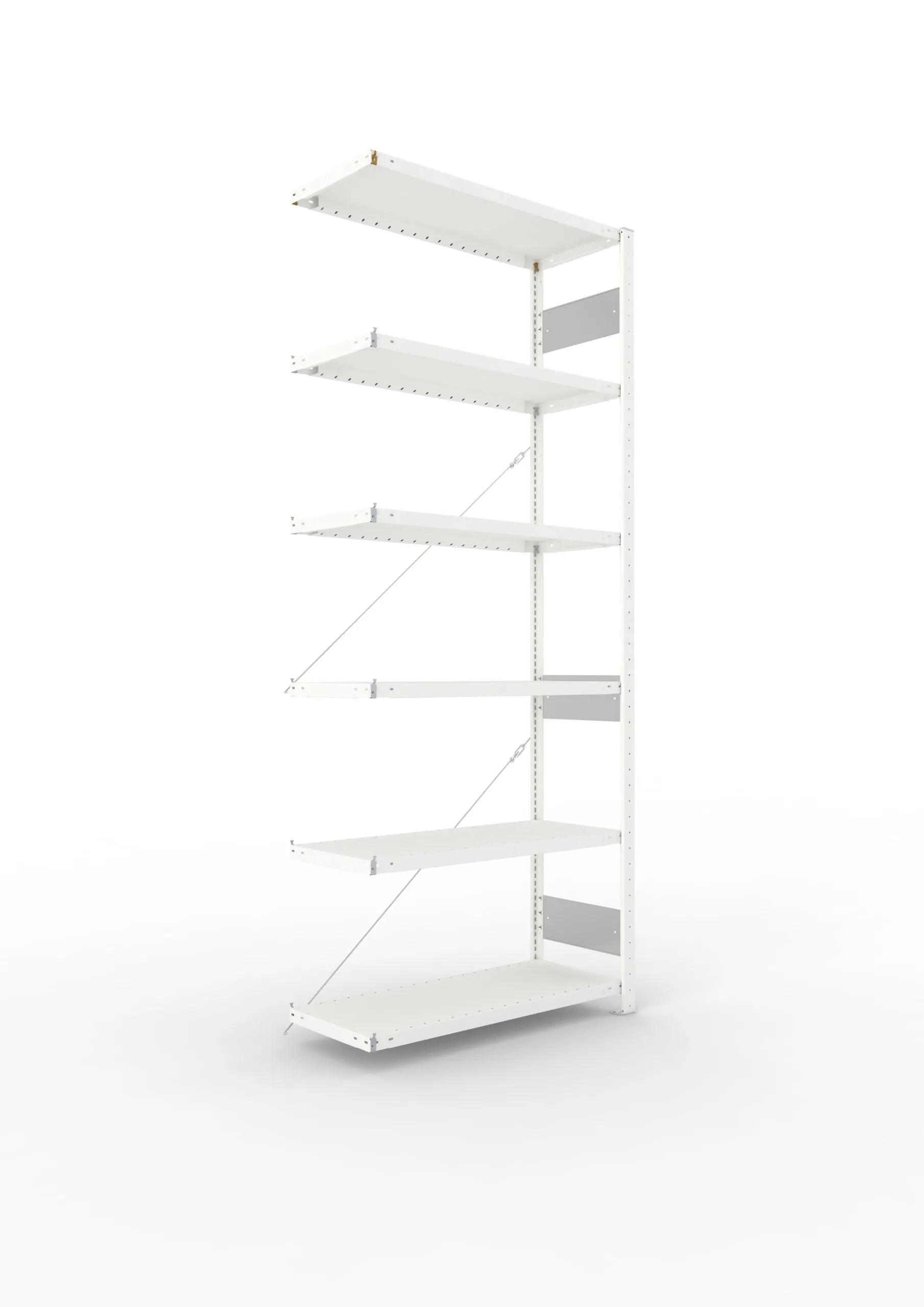 Meta Fachbodenregal Stecksystem S3 CLIP | Anbauregal | HxBxT 250x100x40cm | 6 Ebenen | Fachlast 230kg | Einseitig nutzbar | Lichtgrau