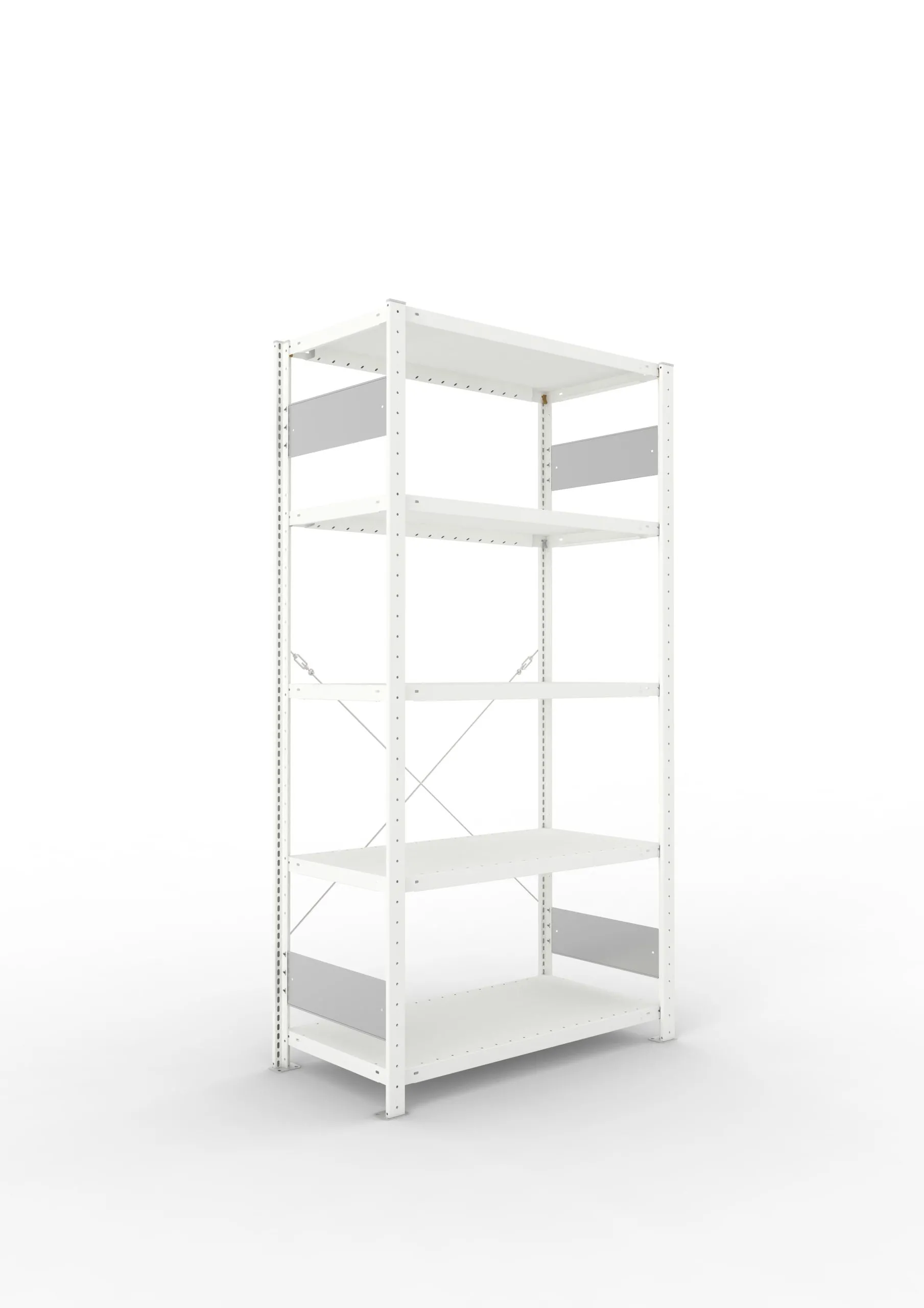 Meta Fachbodenregal Stecksystem S3 CLIP | Grundregal | HxBxT 200x100x50cm | 5 Ebenen | Fachlast 230kg | Einseitig nutzbar | Lichtgrau