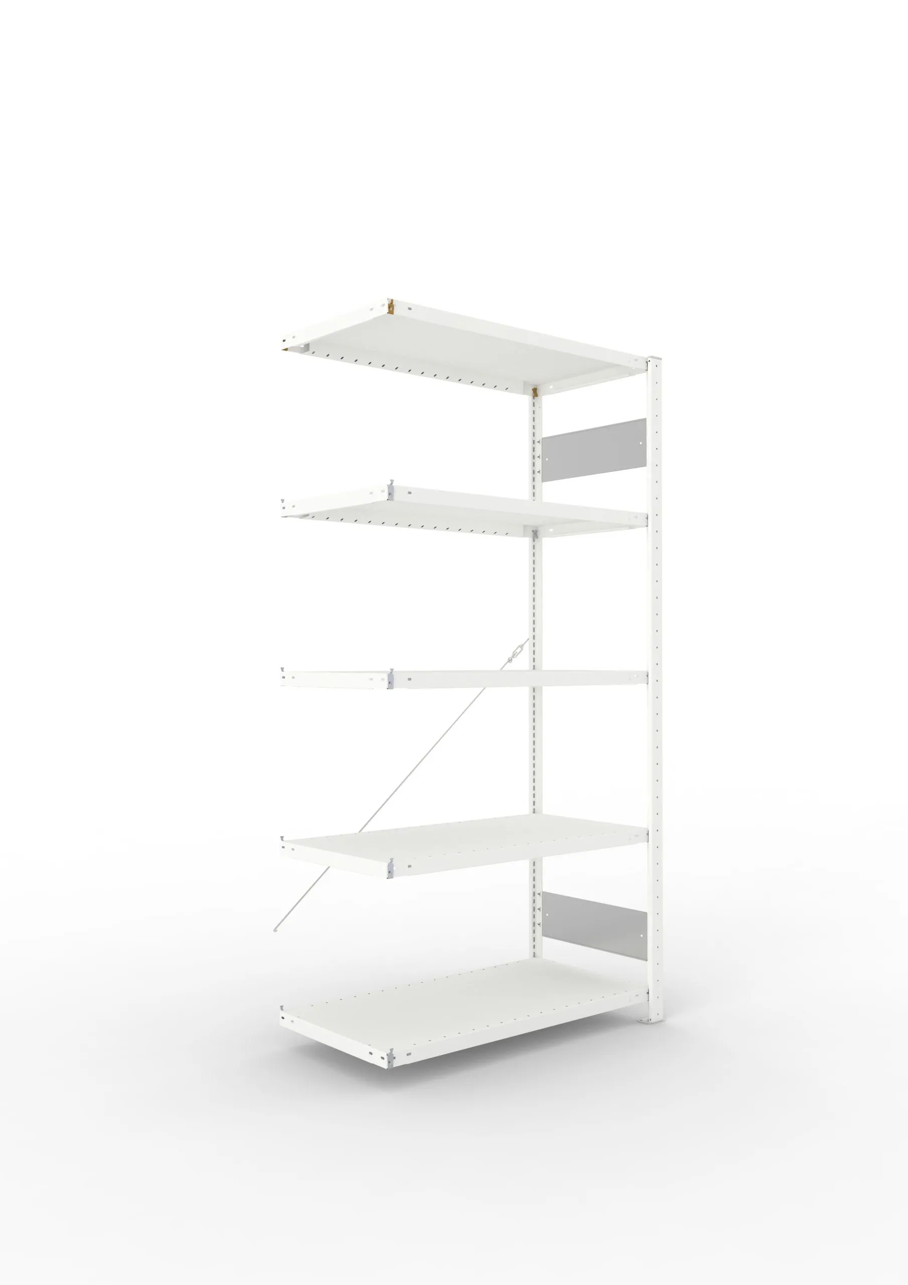 Meta Fachbodenregal Stecksystem S3 CLIP | Anbauregal | HxBxT 200x100x50cm | 5 Ebenen | Fachlast 230kg | Einseitig nutzbar | Lichtgrau