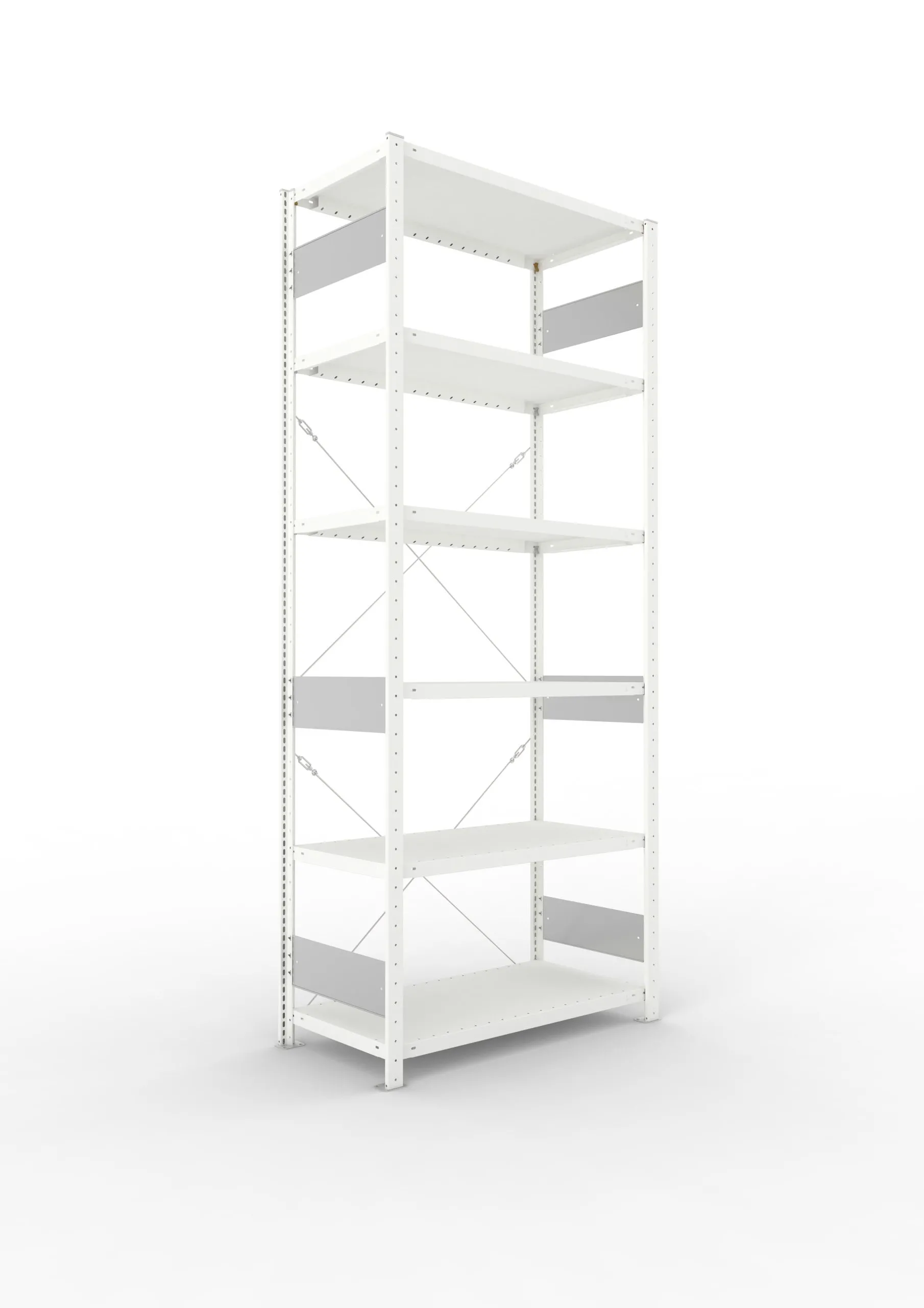 Meta Fachbodenregal Stecksystem S3 CLIP | Grundregal | HxBxT 250x100x50cm | 6 Ebenen | Fachlast 230kg | Einseitig nutzbar | Lichtgrau