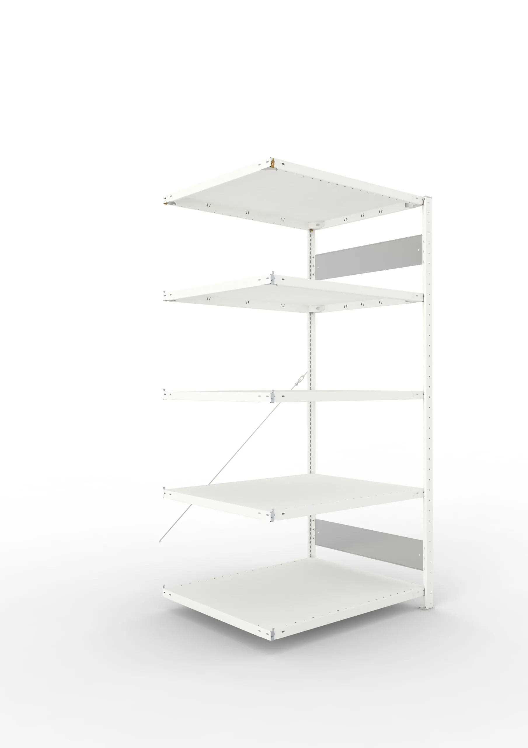 Meta Fachbodenregal Stecksystem S3 CLIP | Anbauregal | HxBxT 200x100x80cm | 5 Ebenen | Fachlast 230kg | Einseitig nutzbar | Lichtgrau