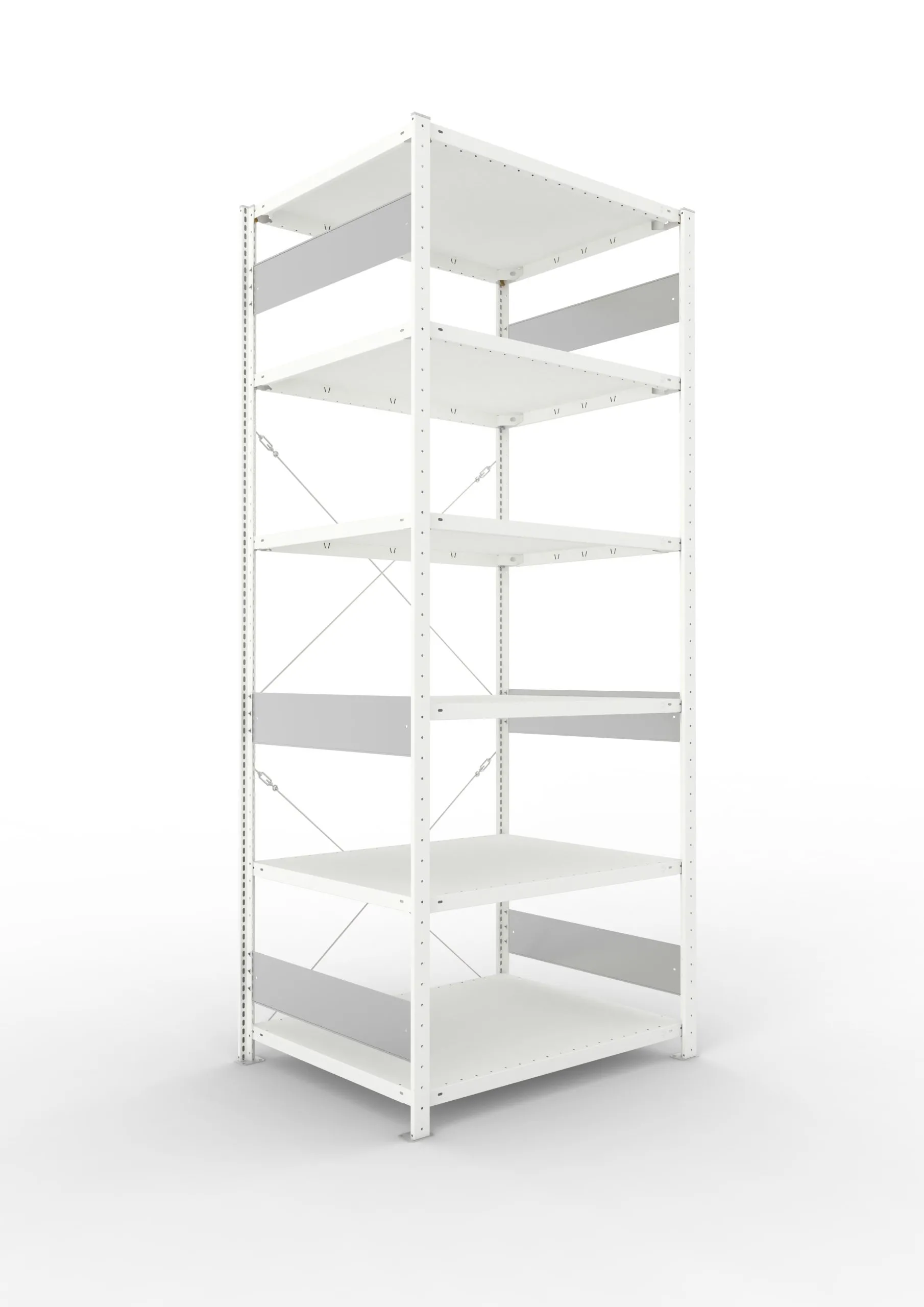 Meta Fachbodenregal Stecksystem S3 CLIP | Grundregal | HxBxT 250x100x80cm | 6 Ebenen | Fachlast 230kg | Einseitig nutzbar | Lichtgrau