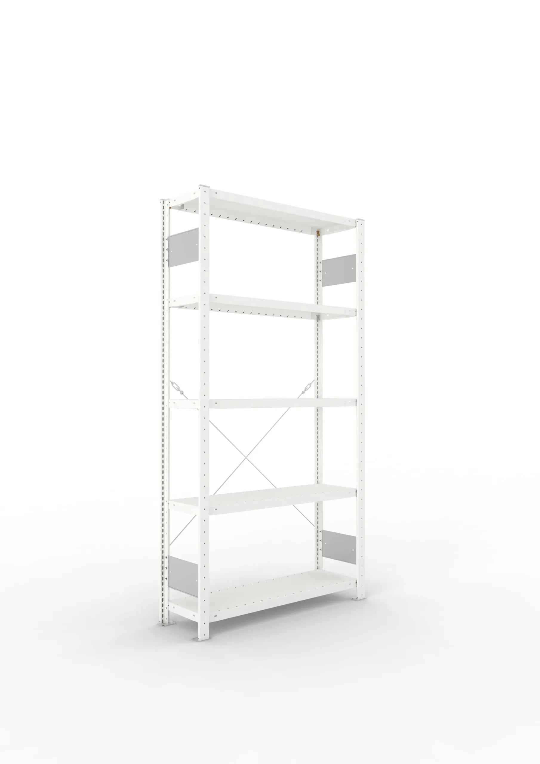 Meta Fachbodenregal Stecksystem S3 CLIP | Grundregal | HxBxT 200x100x30cm | 5 Ebenen | Fachlast 230kg | Einseitig nutzbar | Lichtgrau