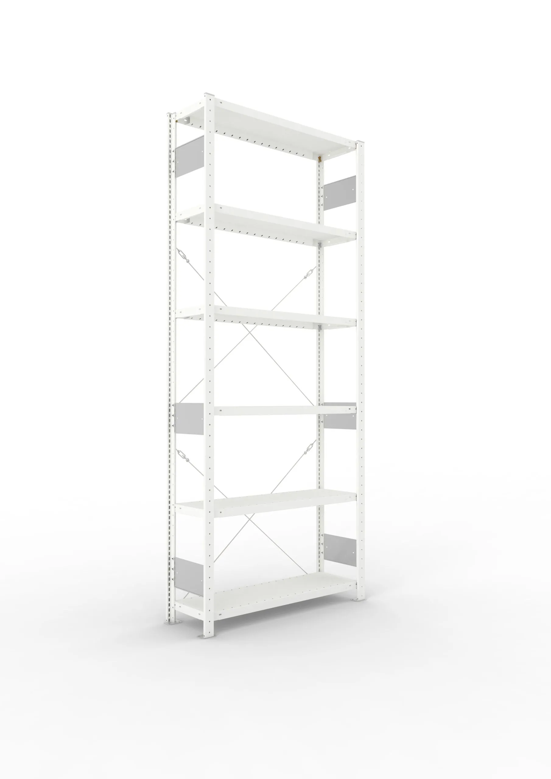 Meta Fachbodenregal Stecksystem S3 CLIP | Grundregal | HxBxT 250x100x30cm | 6 Ebenen | Fachlast 230kg | Einseitig nutzbar | Lichtgrau