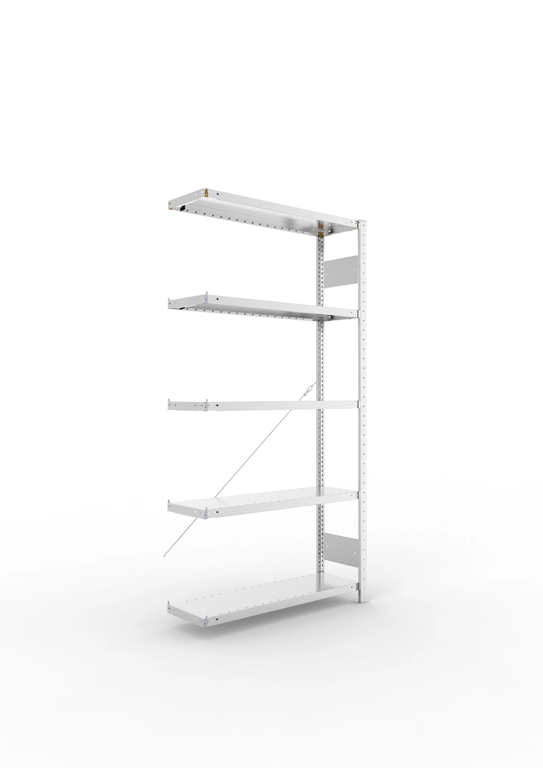 Meta Fachbodenregal Stecksystem S3 CLIP | Anbauregal | HxBxT 200x100x30cm | 5 Ebenen | Fachlast 230kg | Einseitig nutzbar | Verzinkt