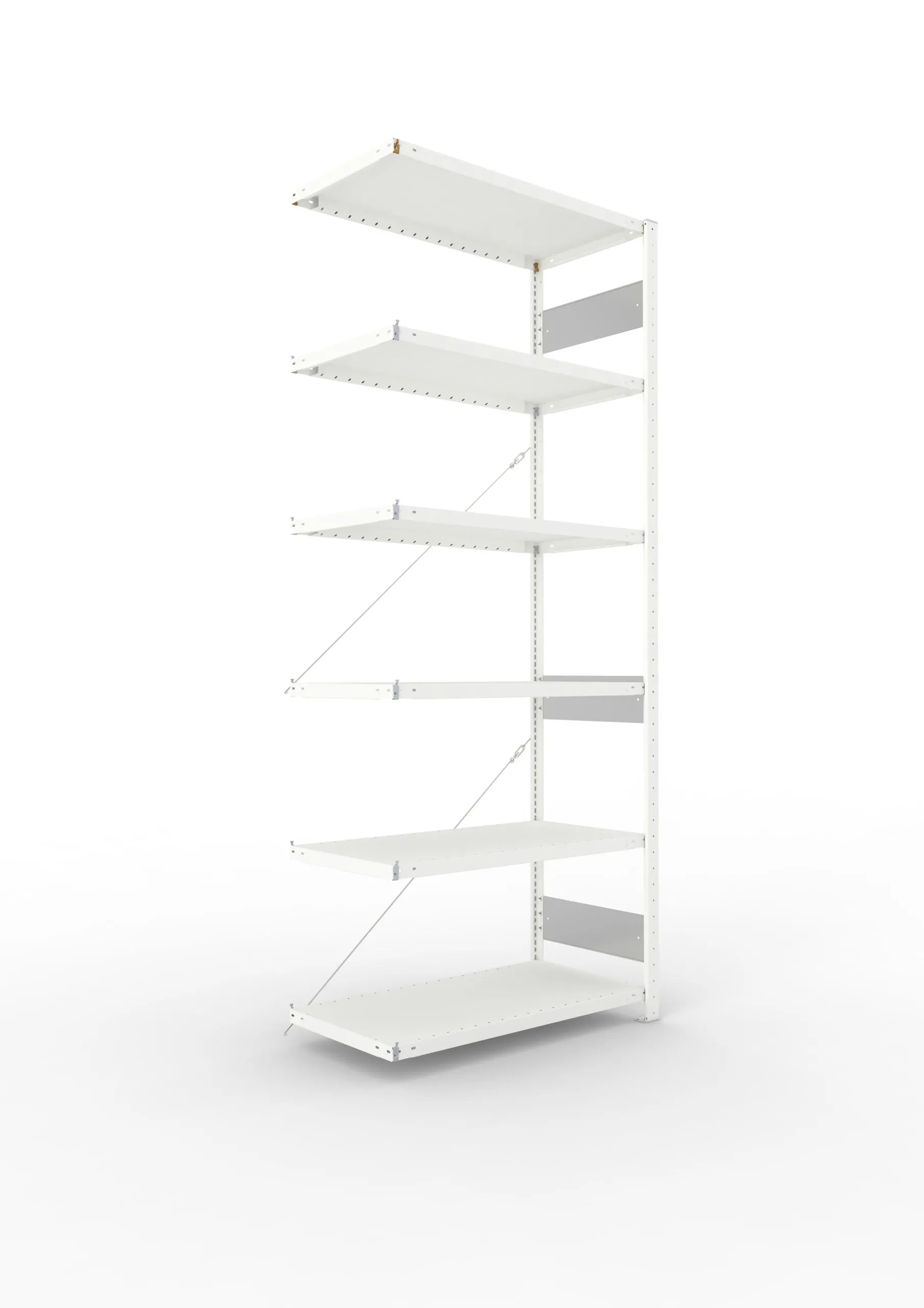 Meta Fachbodenregal Stecksystem S3 CLIP | Anbauregal | HxBxT 250x100x50cm | 6 Ebenen | Fachlast 100kg | Einseitig nutzbar | Lichtgrau