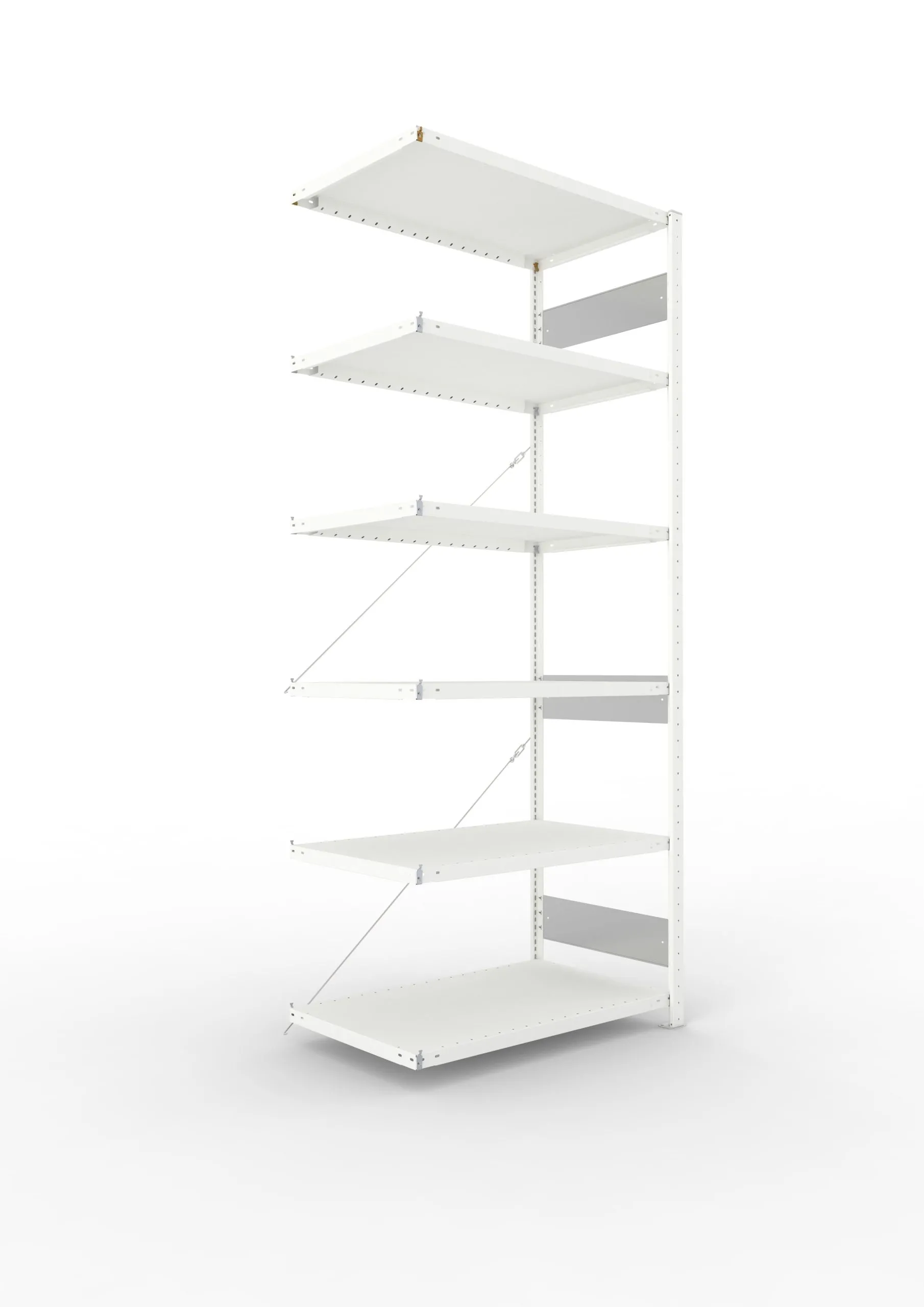 Meta Fachbodenregal Stecksystem S3 CLIP | Anbauregal | HxBxT 250x100x60cm | 6 Ebenen | Fachlast 100kg | Einseitig nutzbar | Lichtgrau