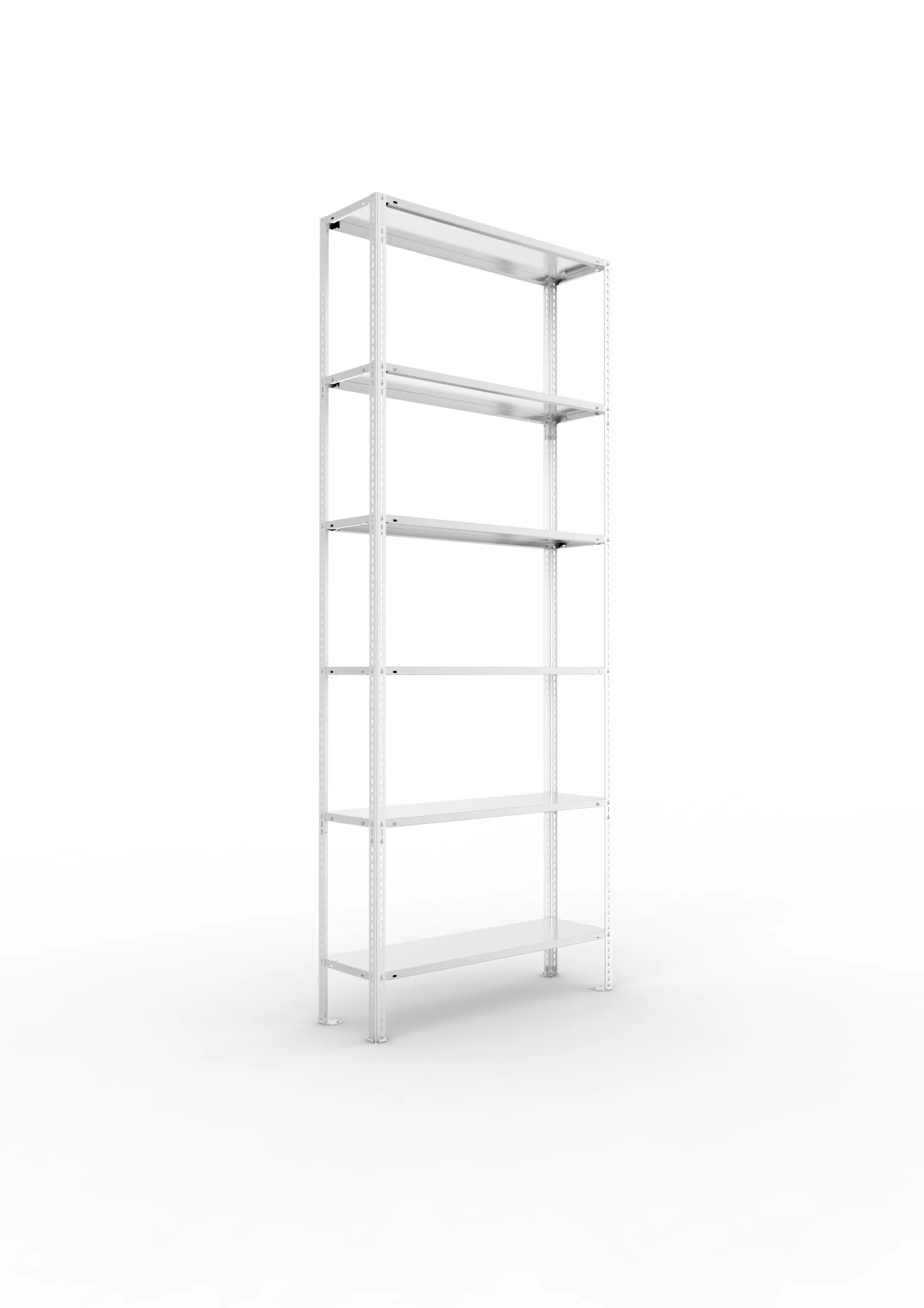 Meta Fachbodenregal Schraubsystem FIX | Grundregal | HxBxT 250x100x30cm | 6 Ebenen | Fachlast 80kg | Einseitig nutzbar | Verzinkt