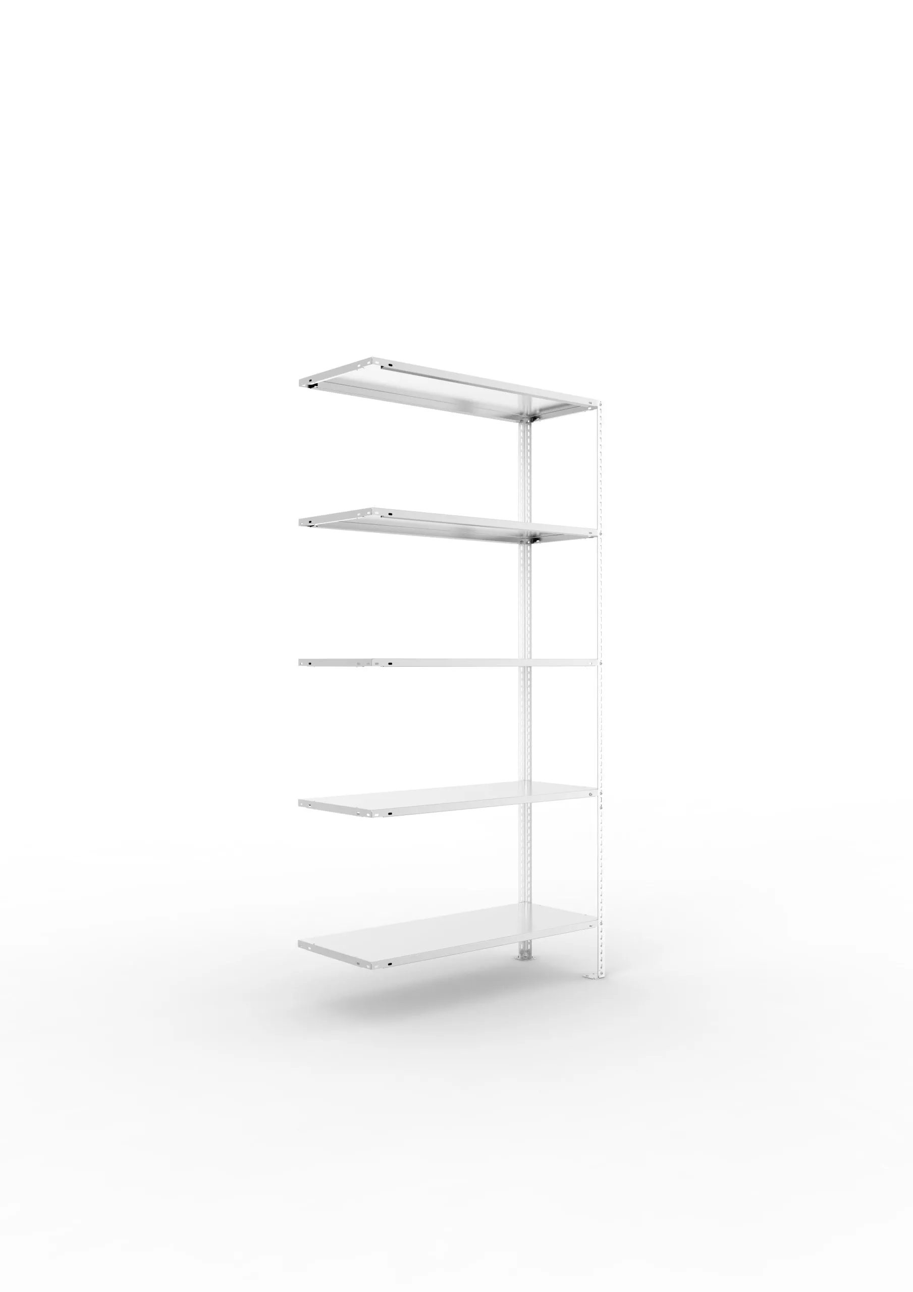 Meta Fachbodenregal Schraubsystem FIX | Anbauregal | HxBxT 200x100x40cm | 5 Ebenen | Fachlast 80kg | Einseitig nutzbar | Verzinkt