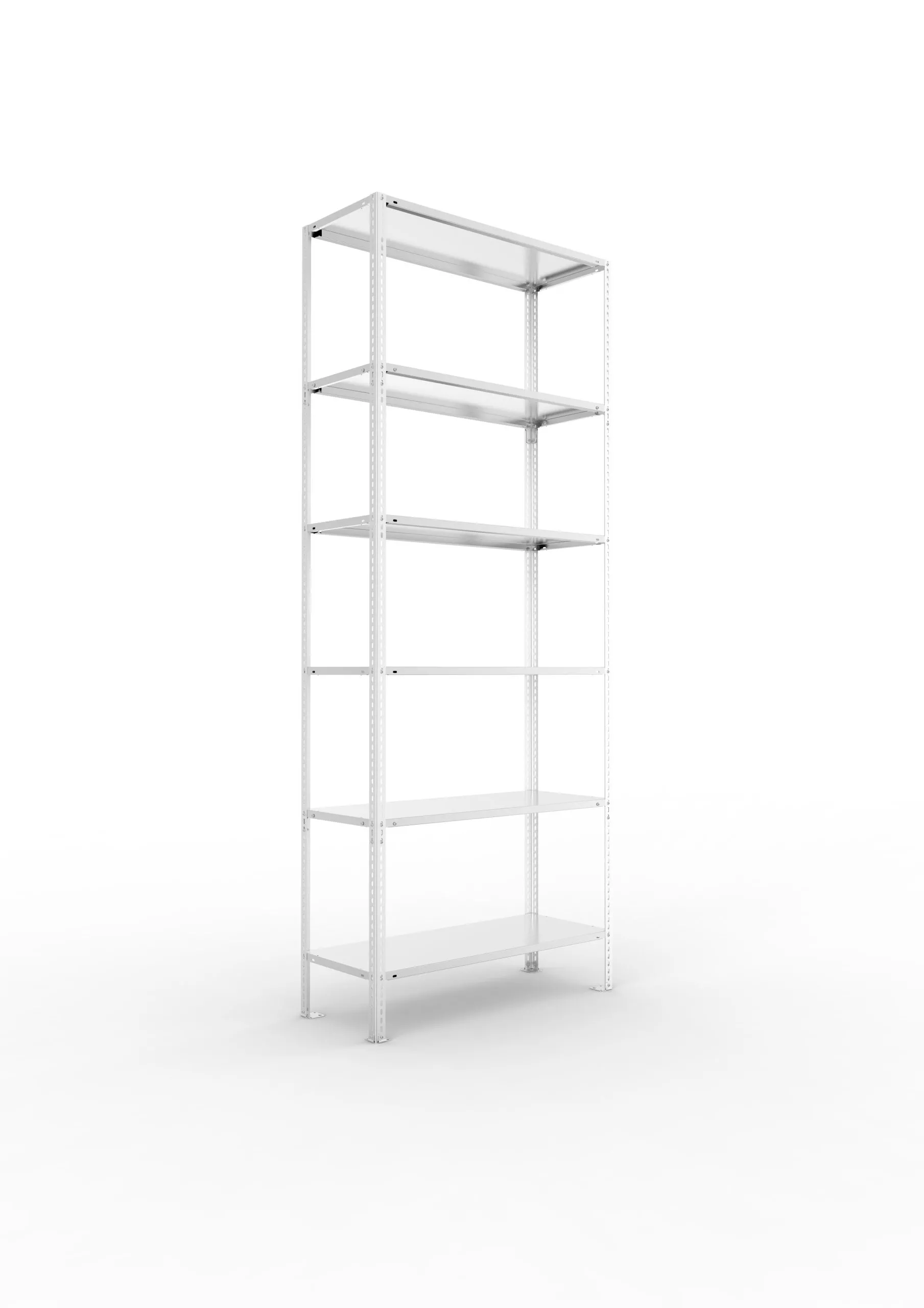 Meta Fachbodenregal Schraubsystem FIX | Grundregal | HxBxT 250x100x40cm | 6 Ebenen | Fachlast 80kg | Einseitig nutzbar | Verzinkt