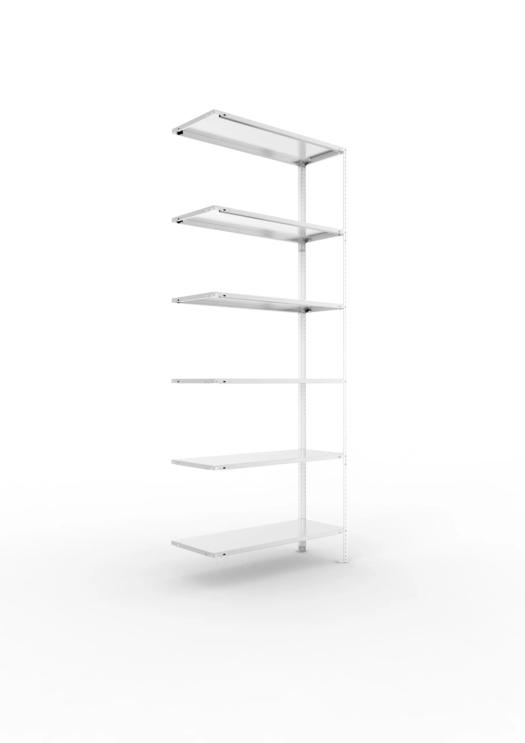 Meta Fachbodenregal Schraubsystem FIX | Anbauregal | HxBxT 250x100x40cm | 6 Ebenen | Fachlast 80kg | Einseitig nutzbar | Verzinkt