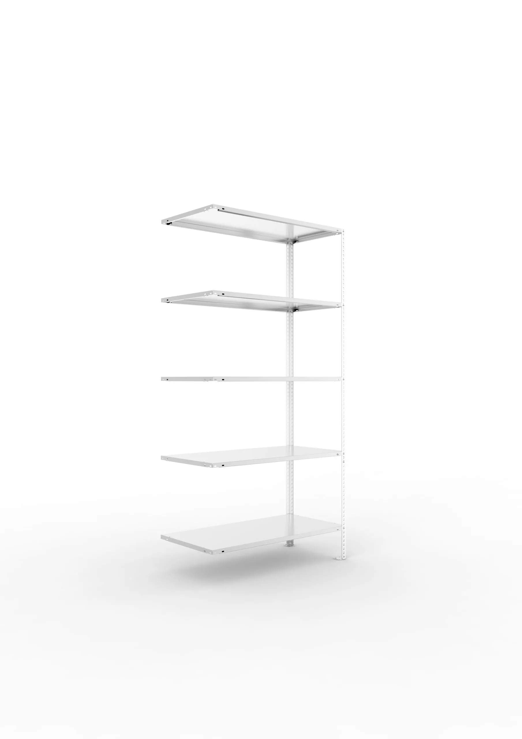 Meta Fachbodenregal Schraubsystem FIX | Anbauregal | HxBxT 200x100x50cm | 5 Ebenen | Fachlast 80kg | Einseitig nutzbar | Verzinkt