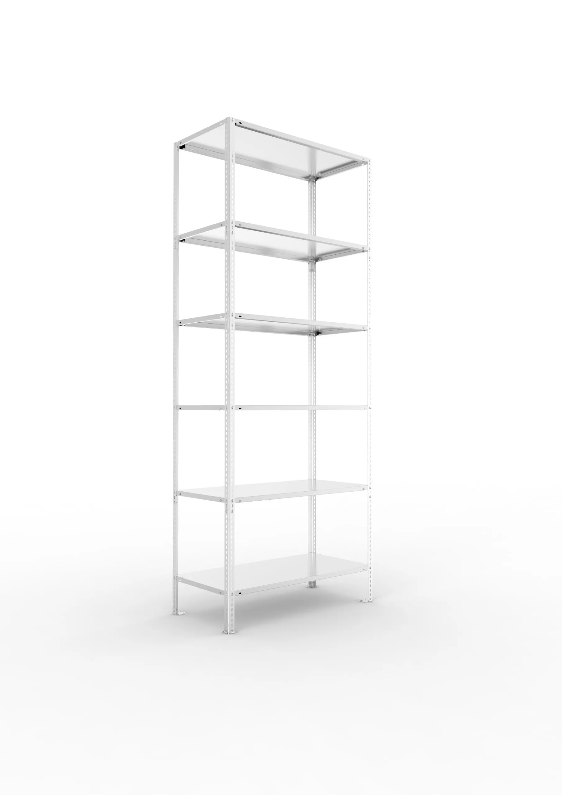 Meta Fachbodenregal Schraubsystem FIX | Grundregal | HxBxT 250x100x50cm | 6 Ebenen | Fachlast 80kg | Einseitig nutzbar | Verzinkt