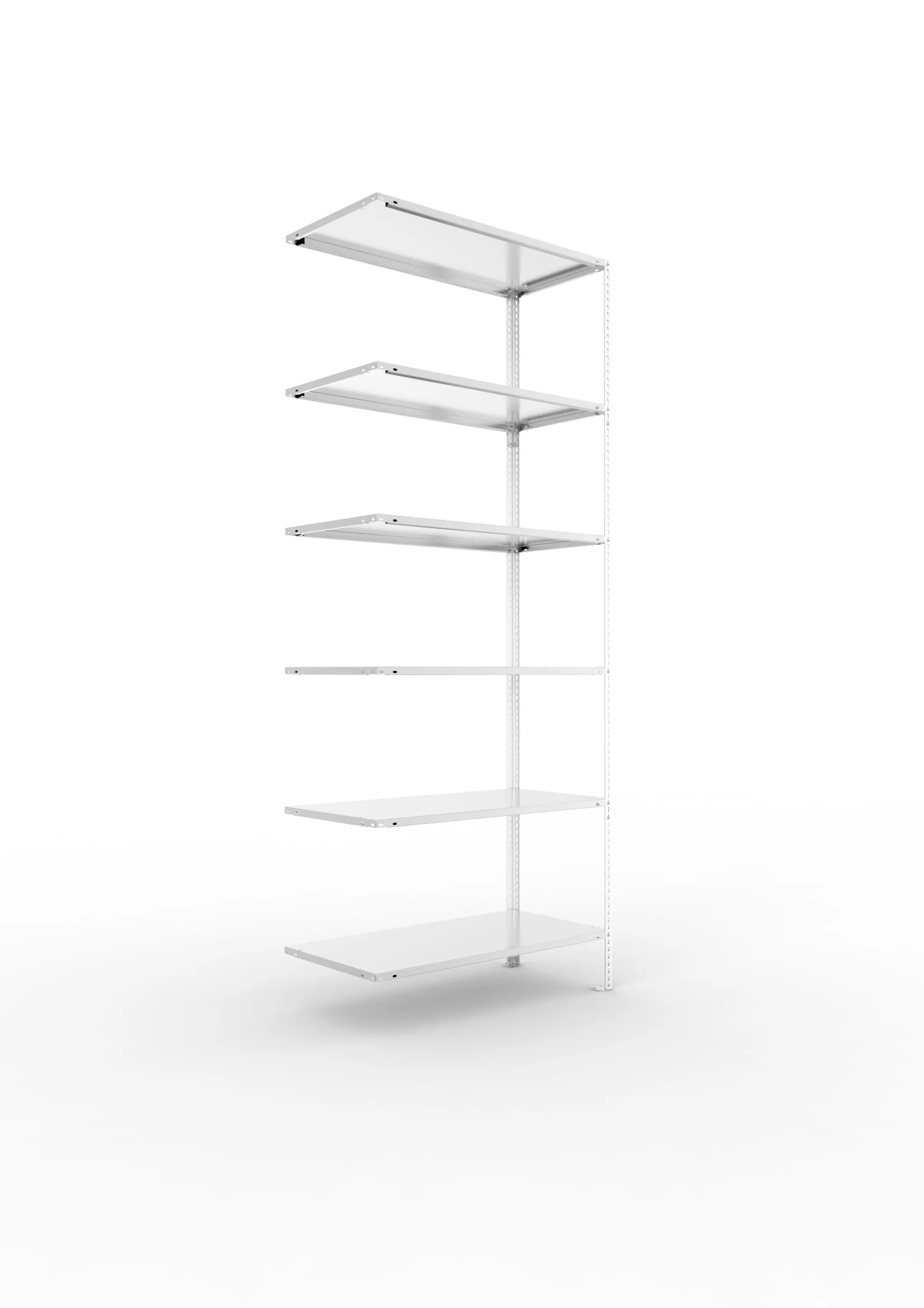 Meta Fachbodenregal Schraubsystem FIX | Anbauregal | HxBxT 250x100x50cm | 6 Ebenen | Fachlast 80kg | Einseitig nutzbar | Verzinkt