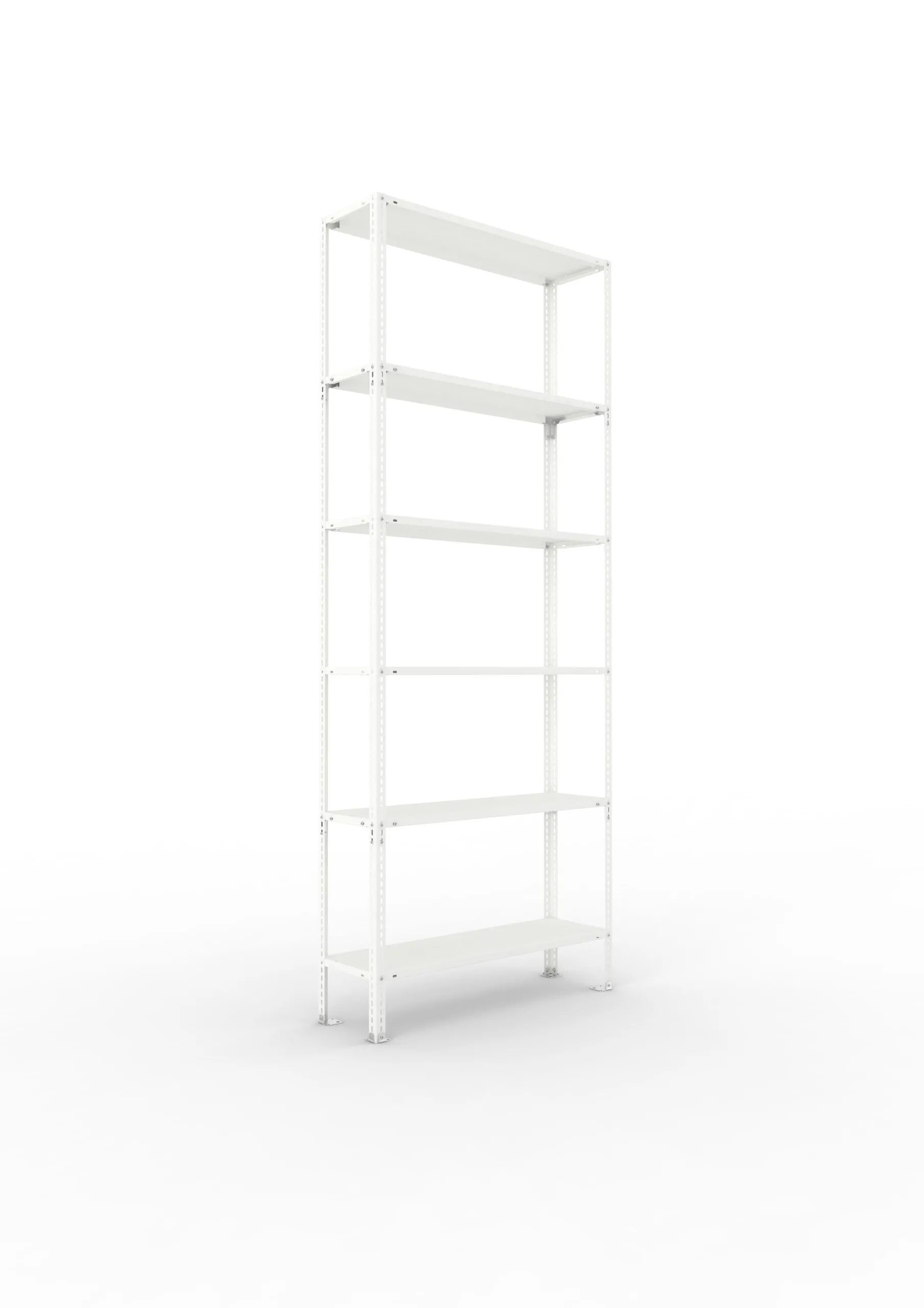 Meta Fachbodenregal Schraubsystem FIX | Grundregal | HxBxT 250x100x30cm | 6 Ebenen | Fachlast 80kg | Einseitig nutzbar | Lichtgrau