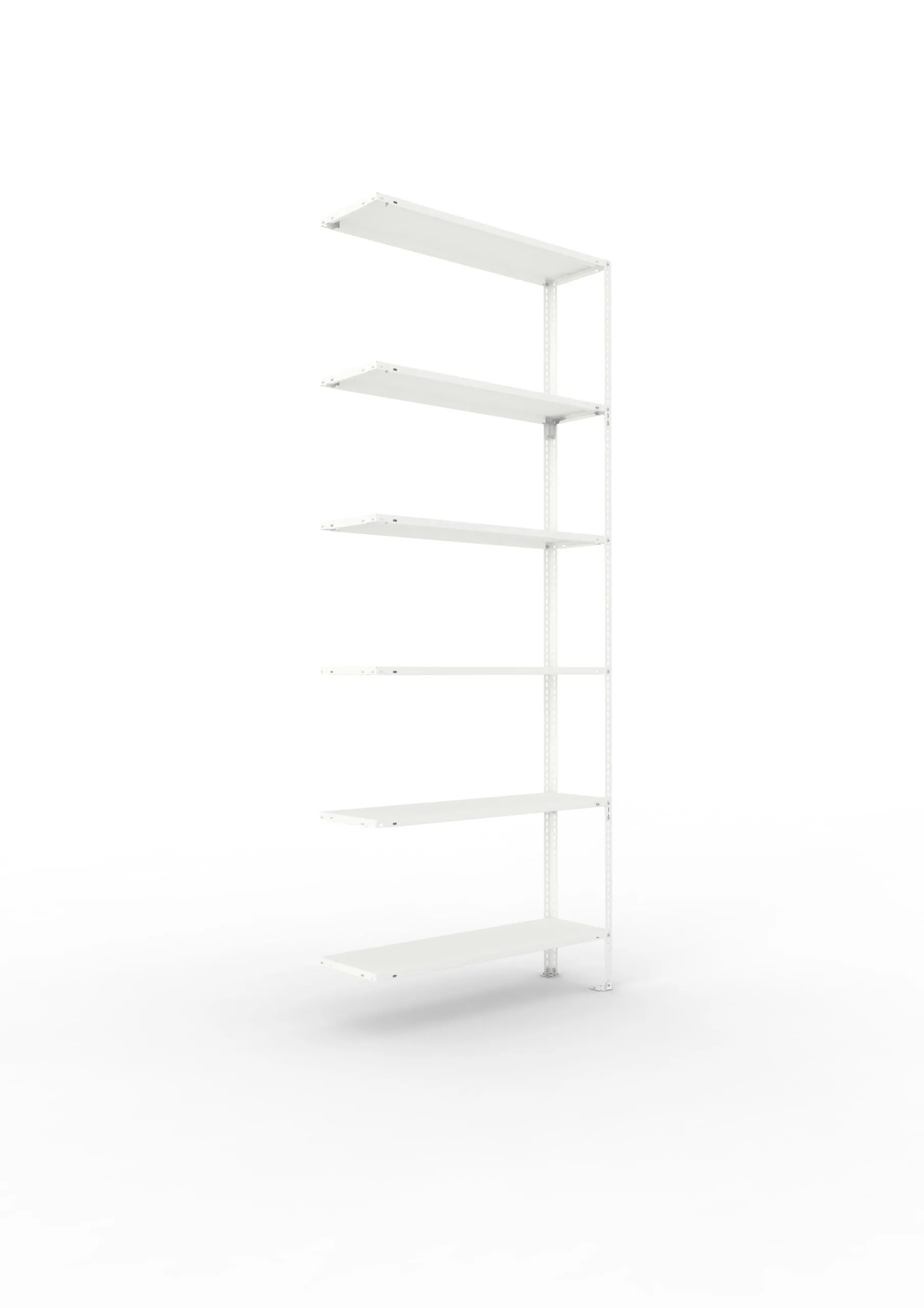 Meta Fachbodenregal Schraubsystem FIX | Anbauregal | HxBxT 250x100x30cm | 6 Ebenen | Fachlast 80kg | Einseitig nutzbar | Lichtgrau