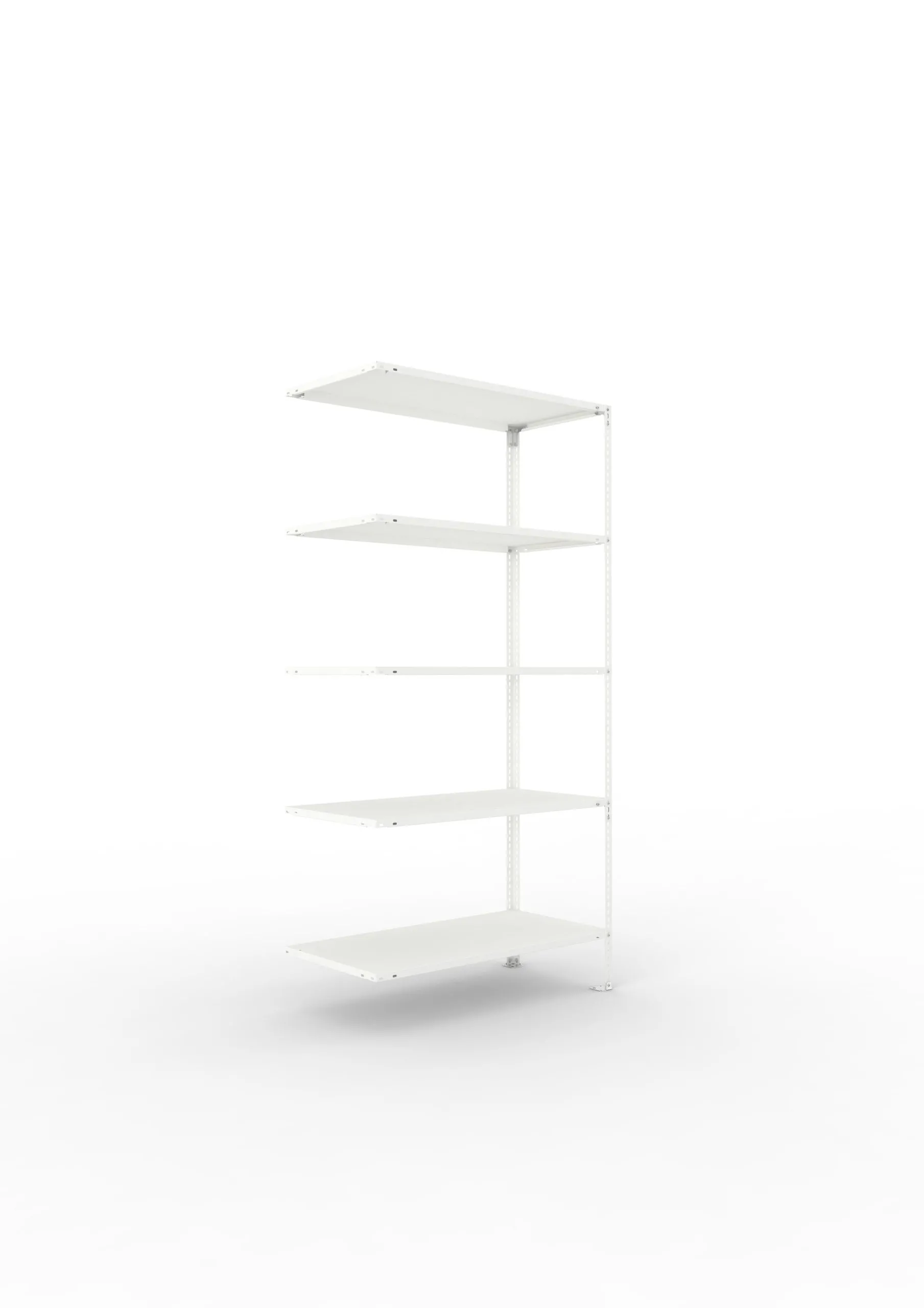 Meta Fachbodenregal Schraubsystem FIX | Anbauregal | HxBxT 200x100x50cm | 5 Ebenen | Fachlast 80kg | Einseitig nutzbar | Lichtgrau