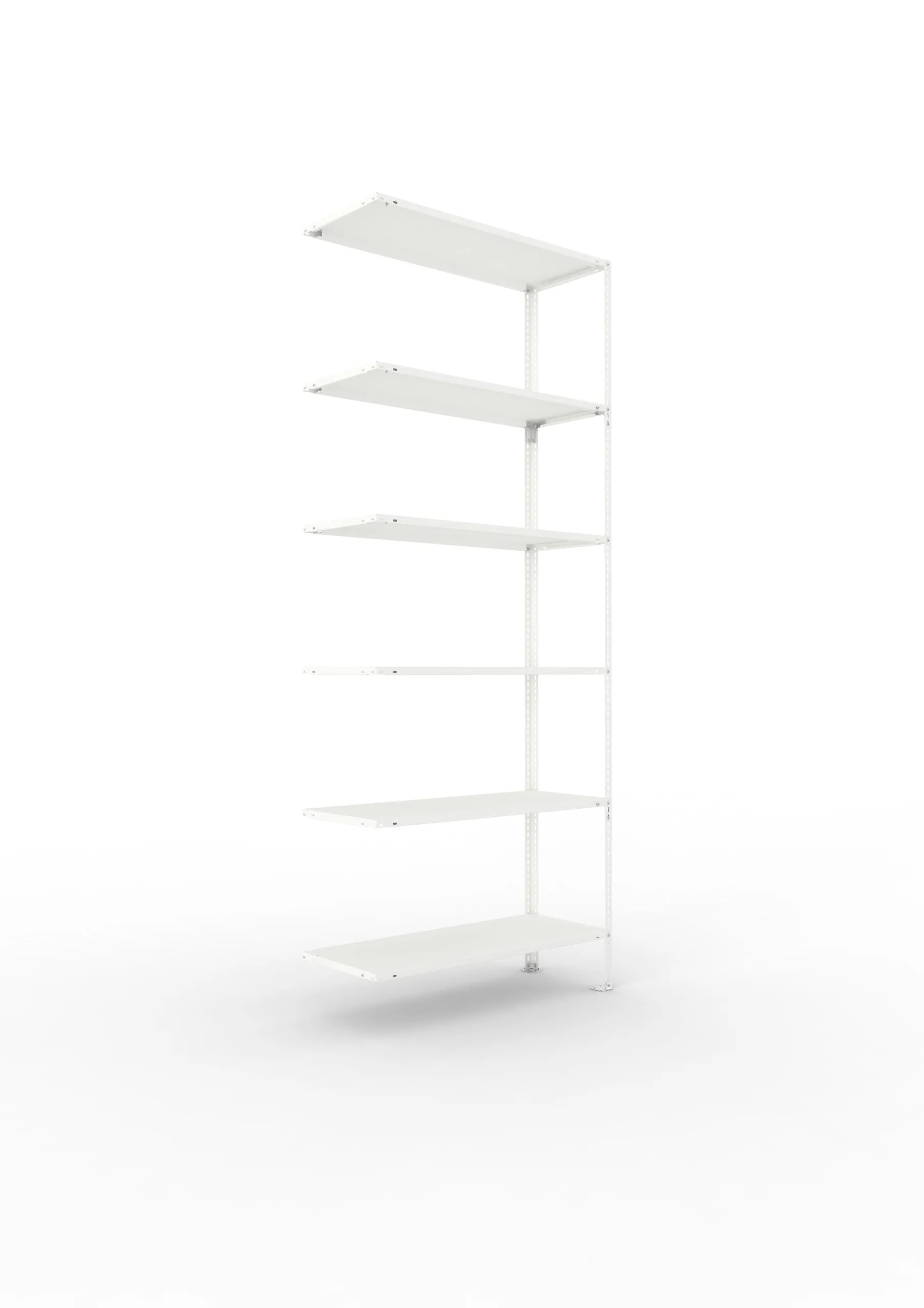 Meta Fachbodenregal Schraubsystem FIX | Anbauregal | HxBxT 250x100x40cm | 6 Ebenen | Fachlast 80kg | Einseitig nutzbar | Lichtgrau